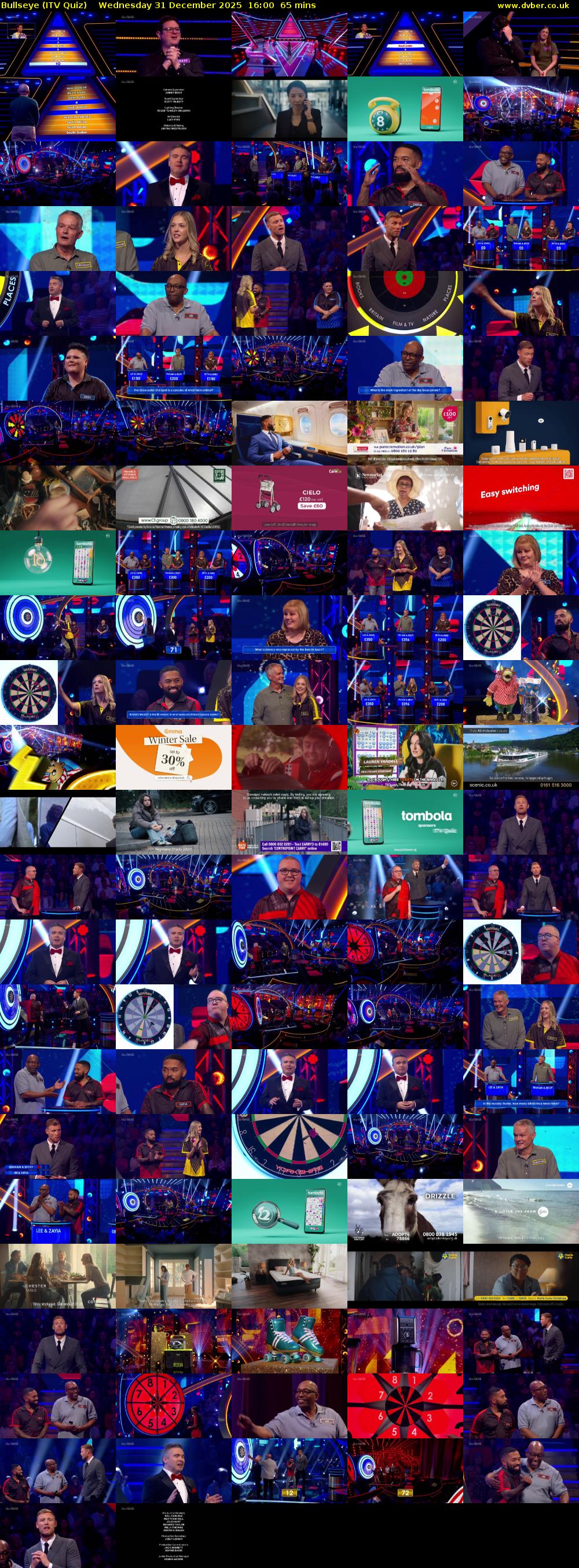 Bullseye (ITV Quiz) Wednesday 31 December 2025 16:00 - 17:05