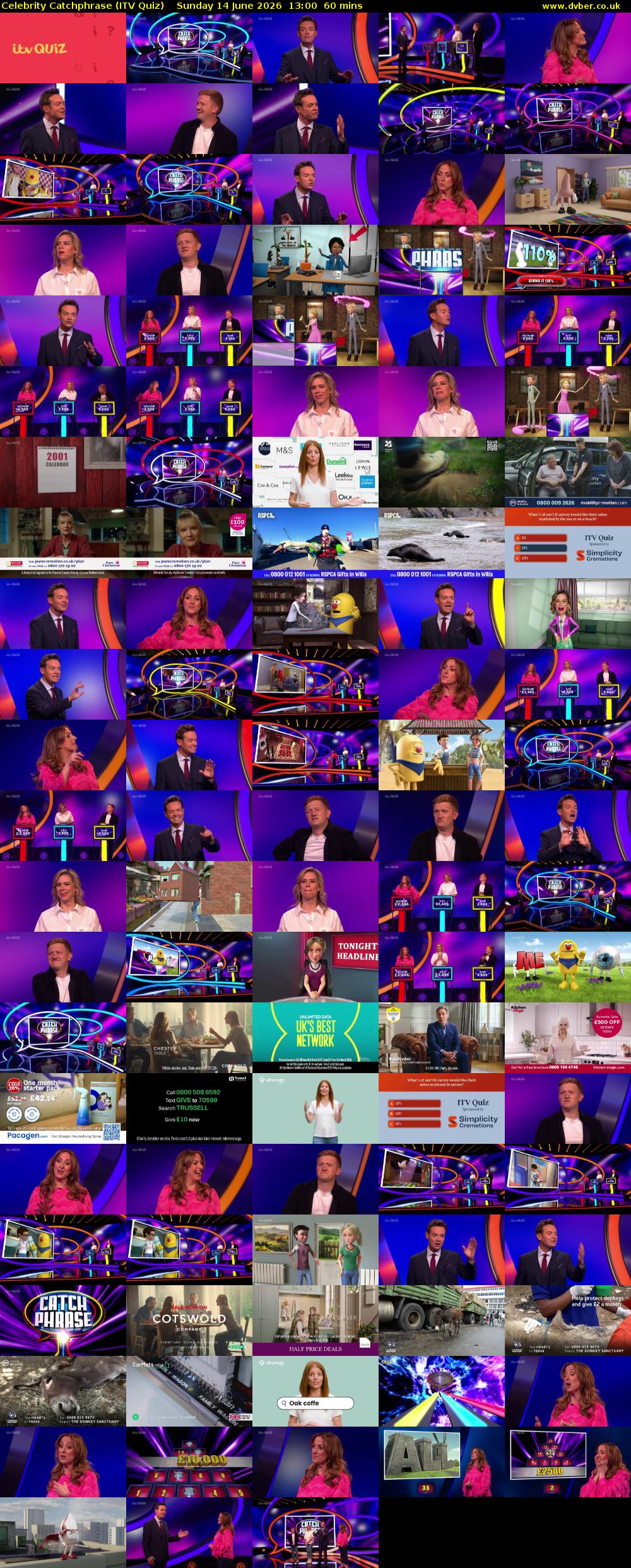 Celebrity Catchphrase (ITV Quiz) Sunday 14 June 2026 13:00 - 14:00