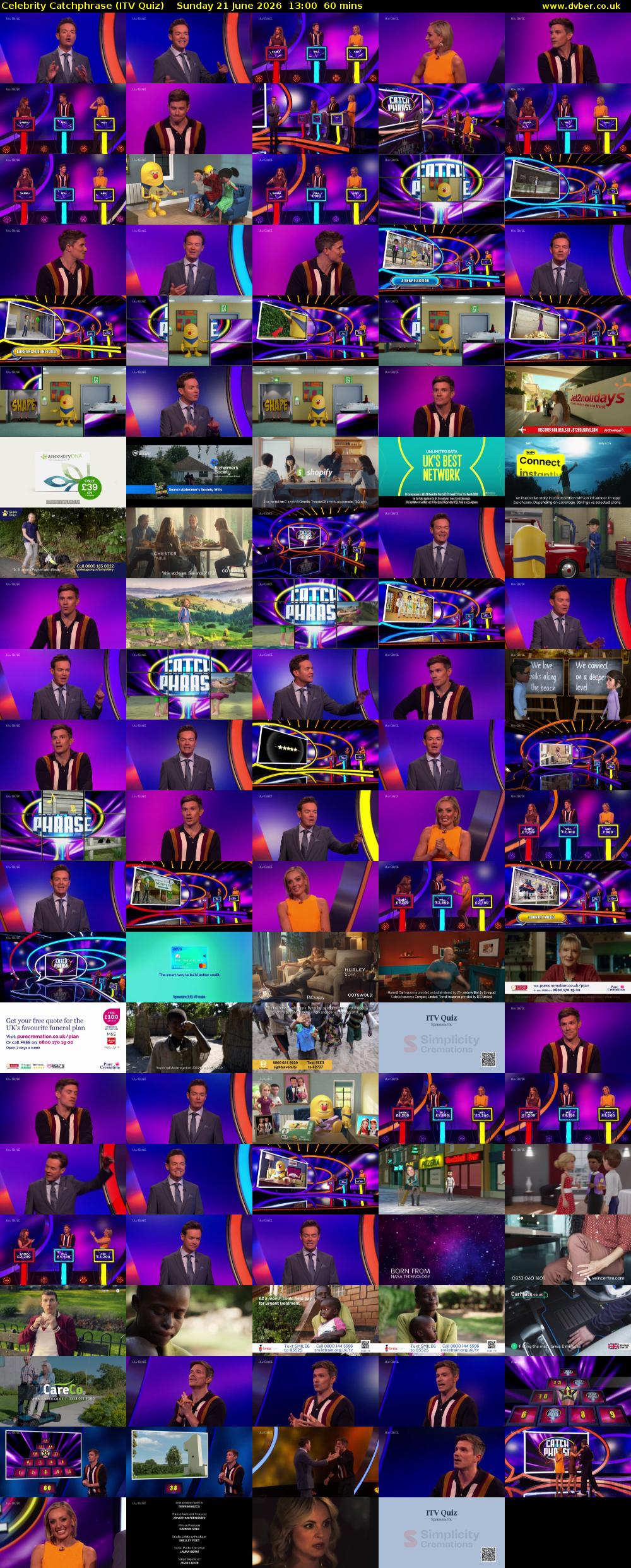 Celebrity Catchphrase (ITV Quiz) Sunday 21 June 2026 13:00 - 14:00