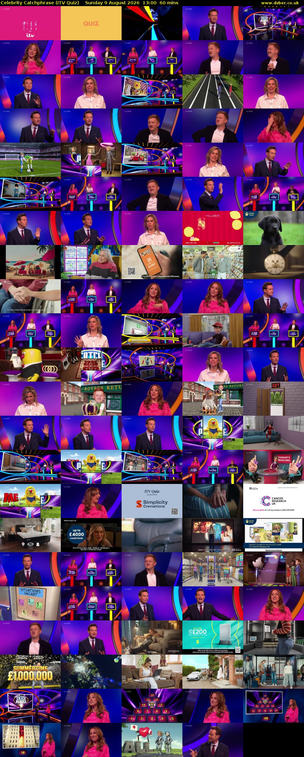 Celebrity Catchphrase (ITV Quiz) Sunday 9 August 2026 13:00 - 14:00