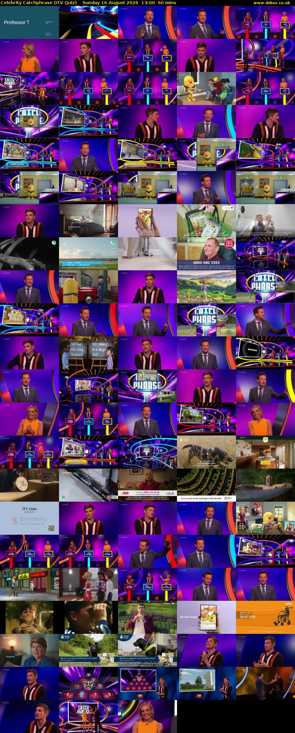 Celebrity Catchphrase (ITV Quiz) Sunday 16 August 2026 13:00 - 14:00