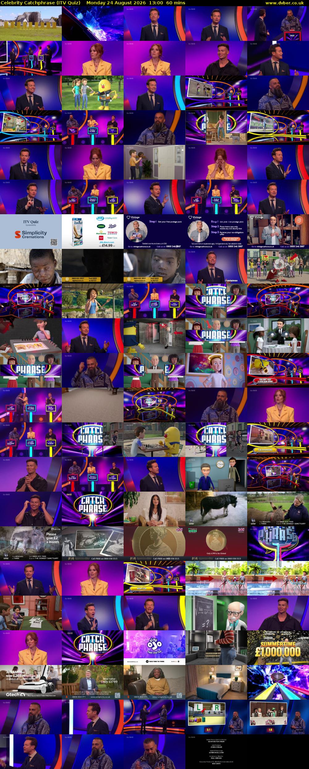 Celebrity Catchphrase (ITV Quiz) Monday 24 August 2026 13:00 - 14:00