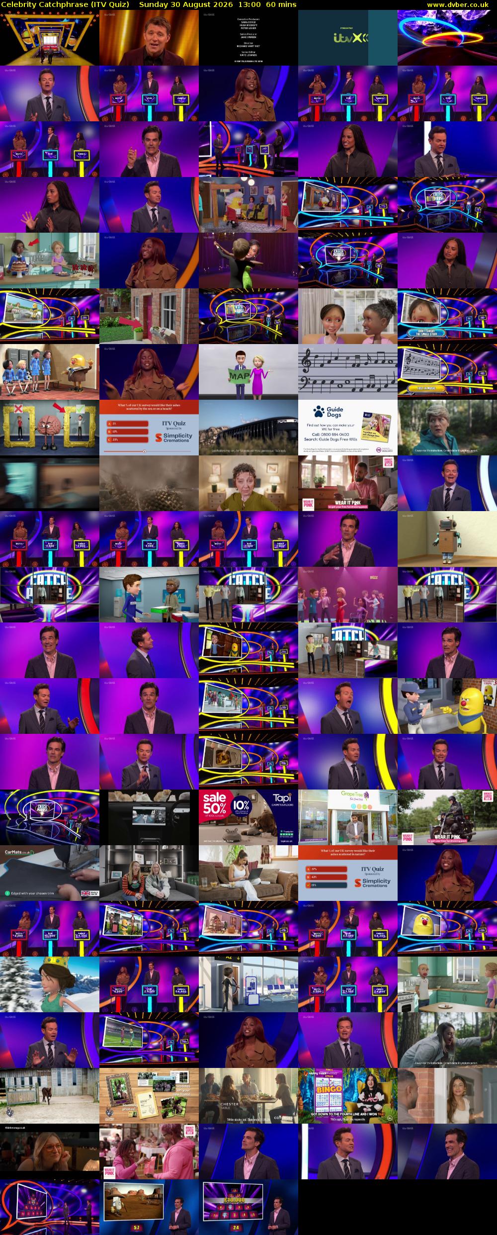 Celebrity Catchphrase (ITV Quiz) Sunday 30 August 2026 13:00 - 14:00