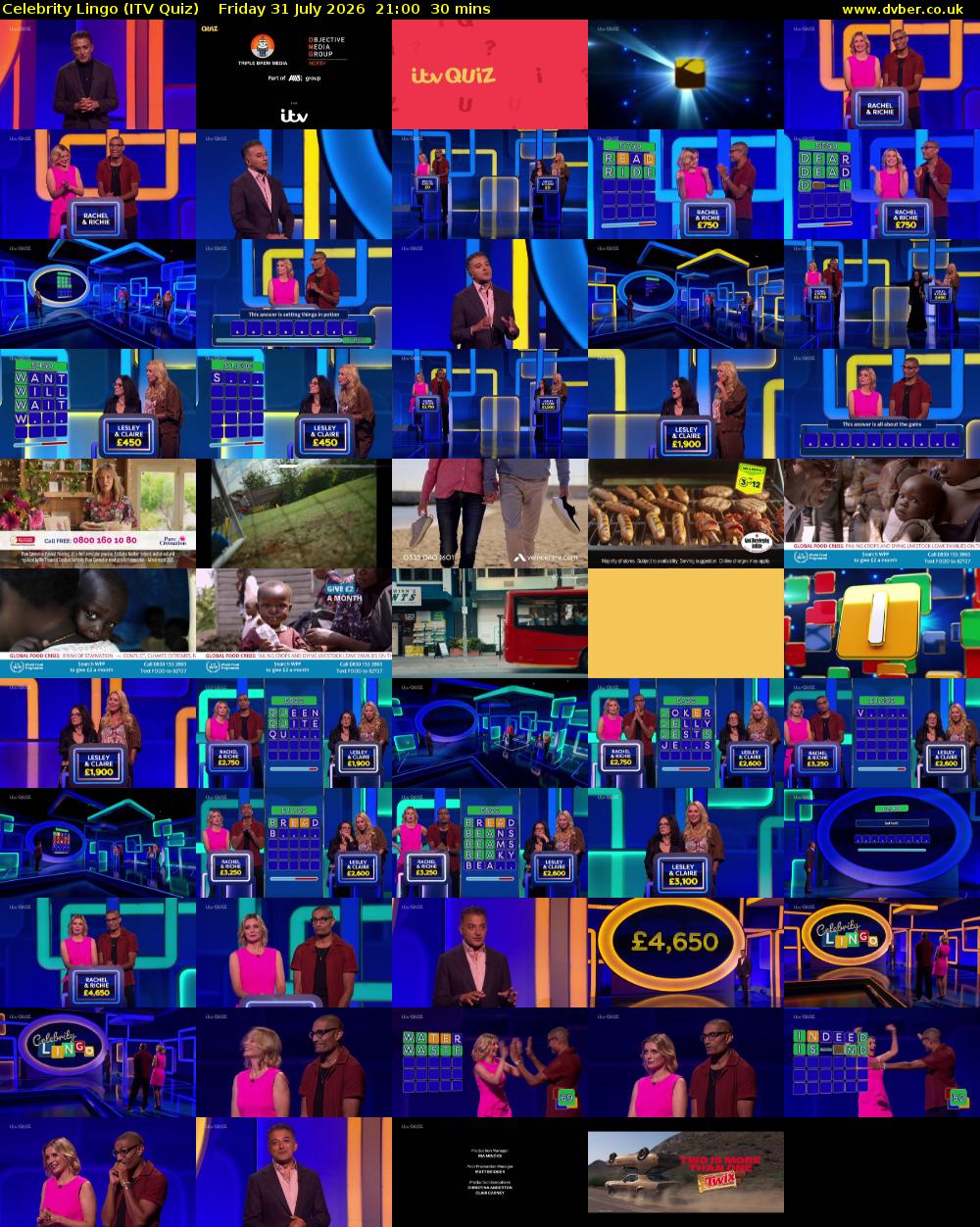 Celebrity Lingo (ITV Quiz) Friday 31 July 2026 21:00 - 21:30