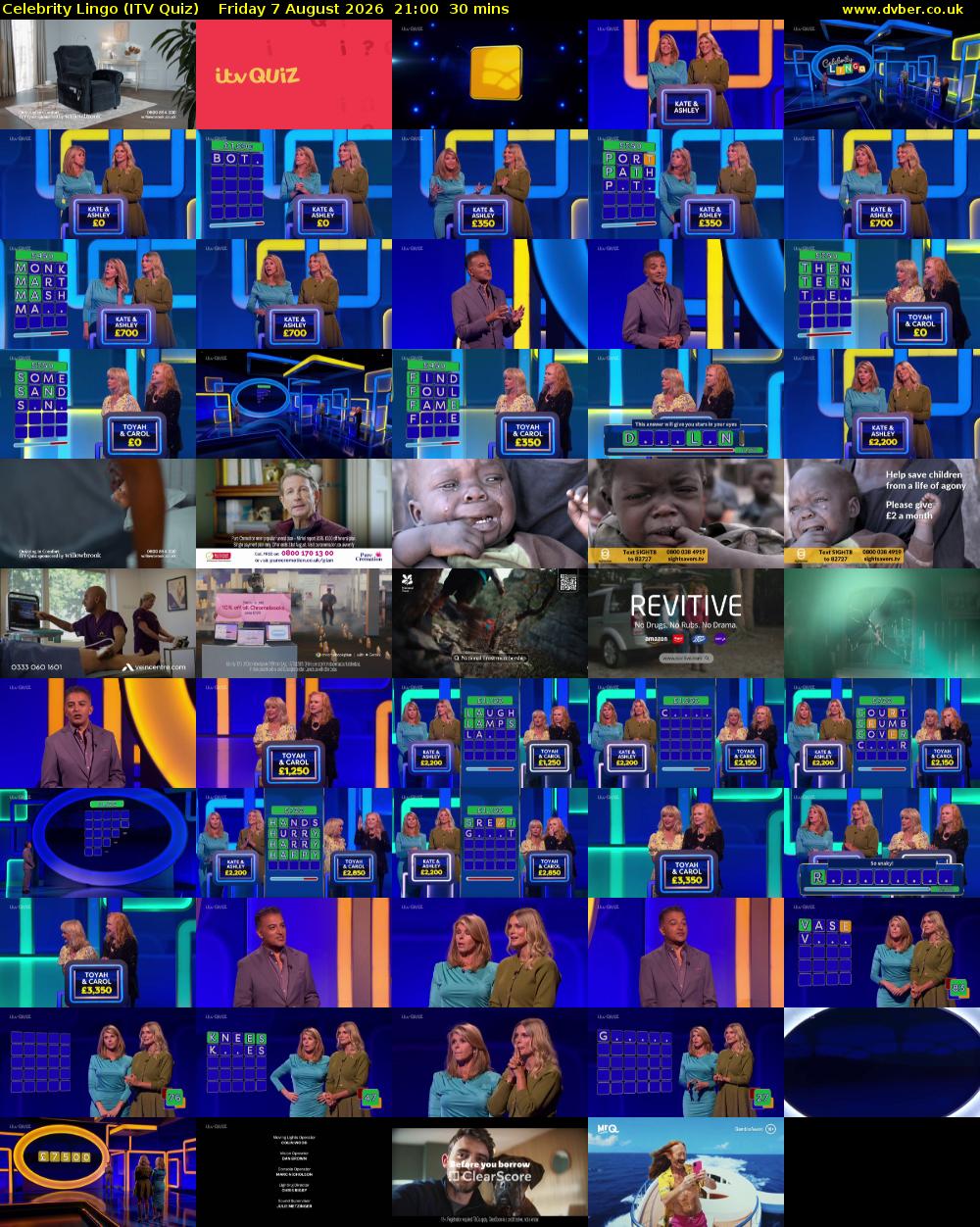 Celebrity Lingo (ITV Quiz) Friday 7 August 2026 21:00 - 21:30