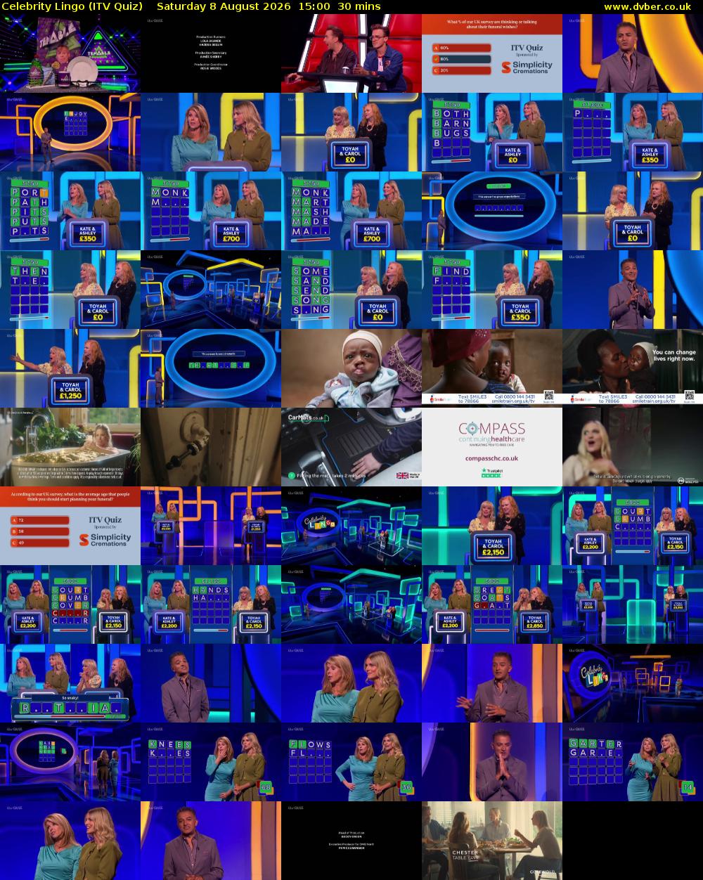 Celebrity Lingo (ITV Quiz) Saturday 8 August 2026 15:00 - 15:30