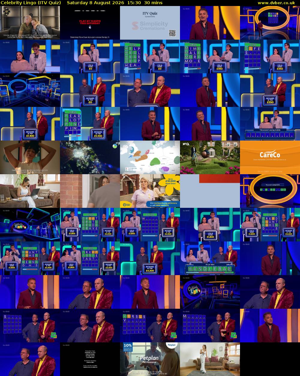 Celebrity Lingo (ITV Quiz) Saturday 8 August 2026 15:30 - 16:00