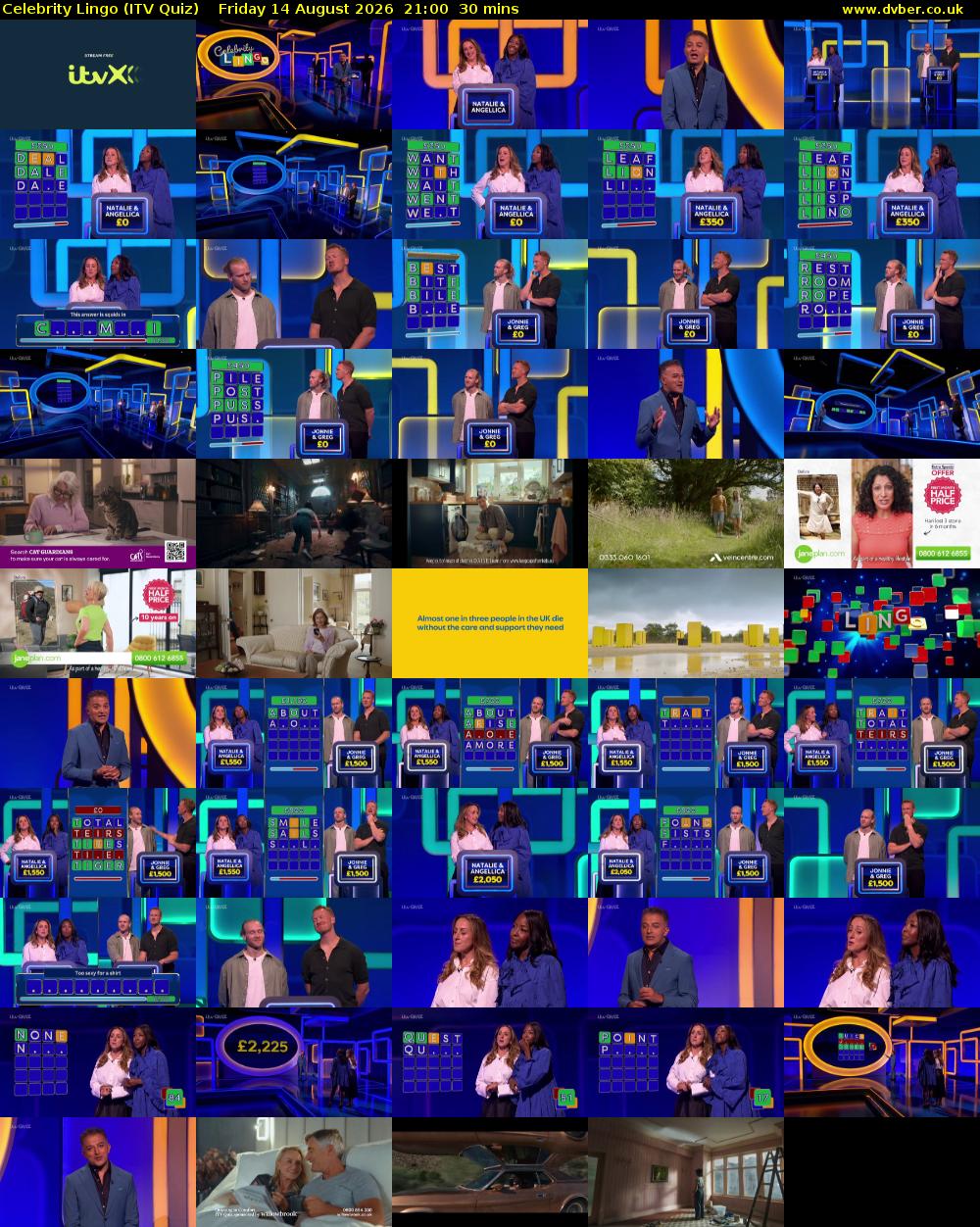 Celebrity Lingo (ITV Quiz) Friday 14 August 2026 21:00 - 21:30