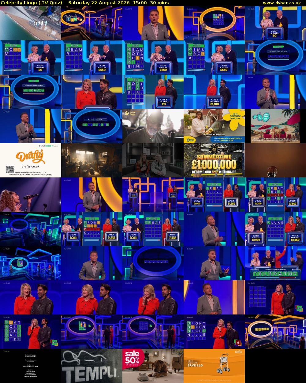 Celebrity Lingo (ITV Quiz) Saturday 22 August 2026 15:00 - 15:30