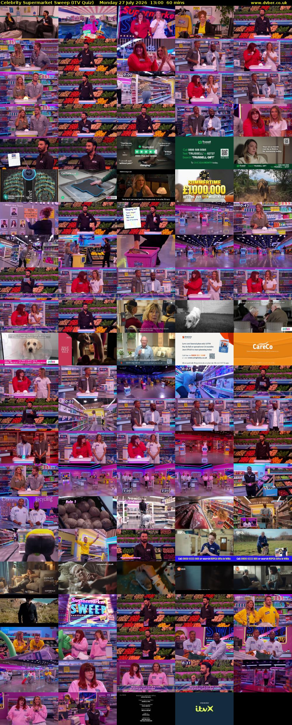 Celebrity Supermarket Sweep (ITV Quiz) Monday 27 July 2026 13:00 - 14:00
