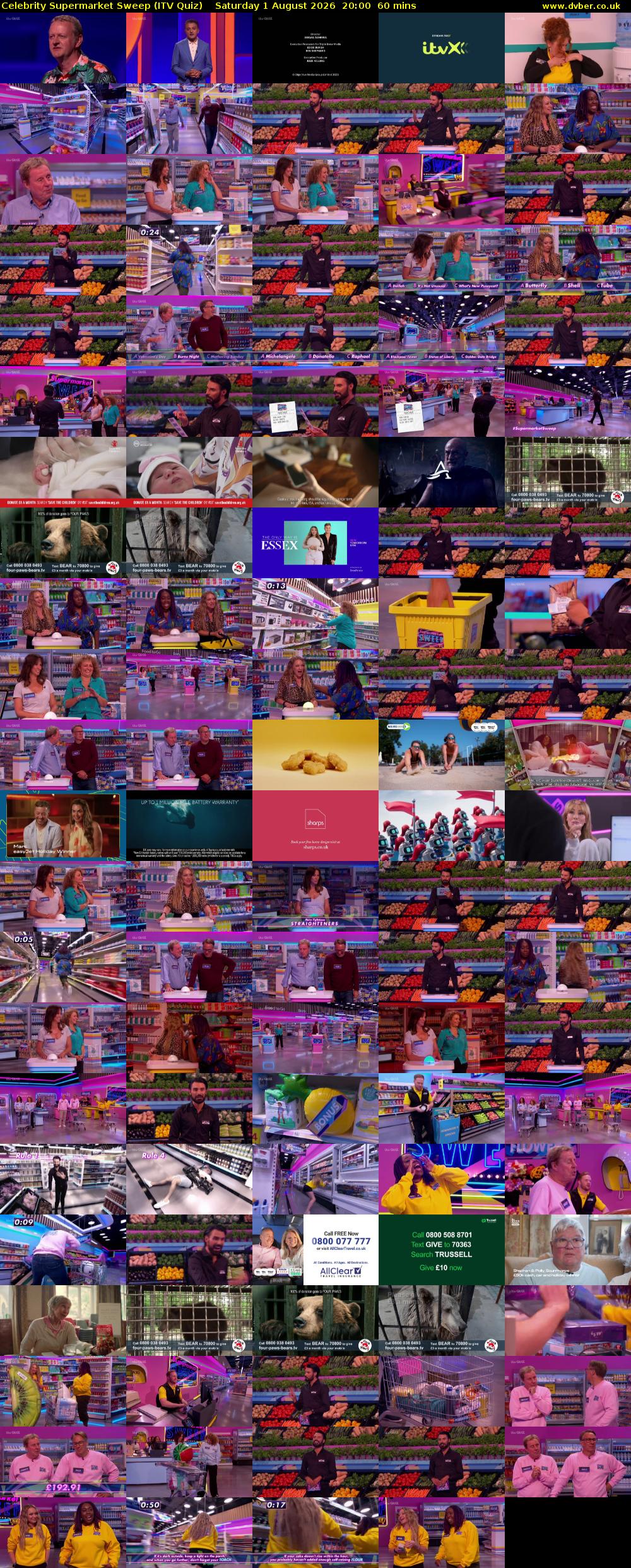 Celebrity Supermarket Sweep (ITV Quiz) Saturday 1 August 2026 20:00 - 21:00