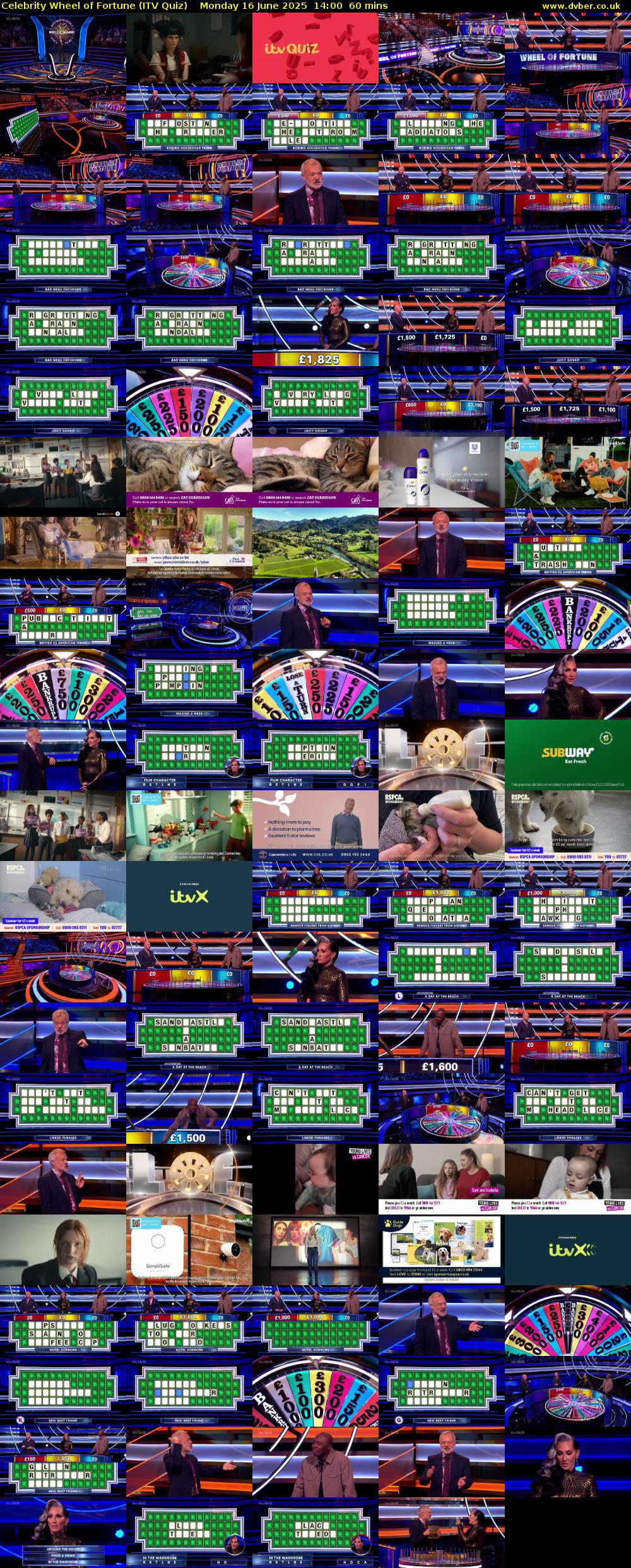 Celebrity Wheel of Fortune (ITV Quiz) Monday 16 June 2025 14:00 - 15:00