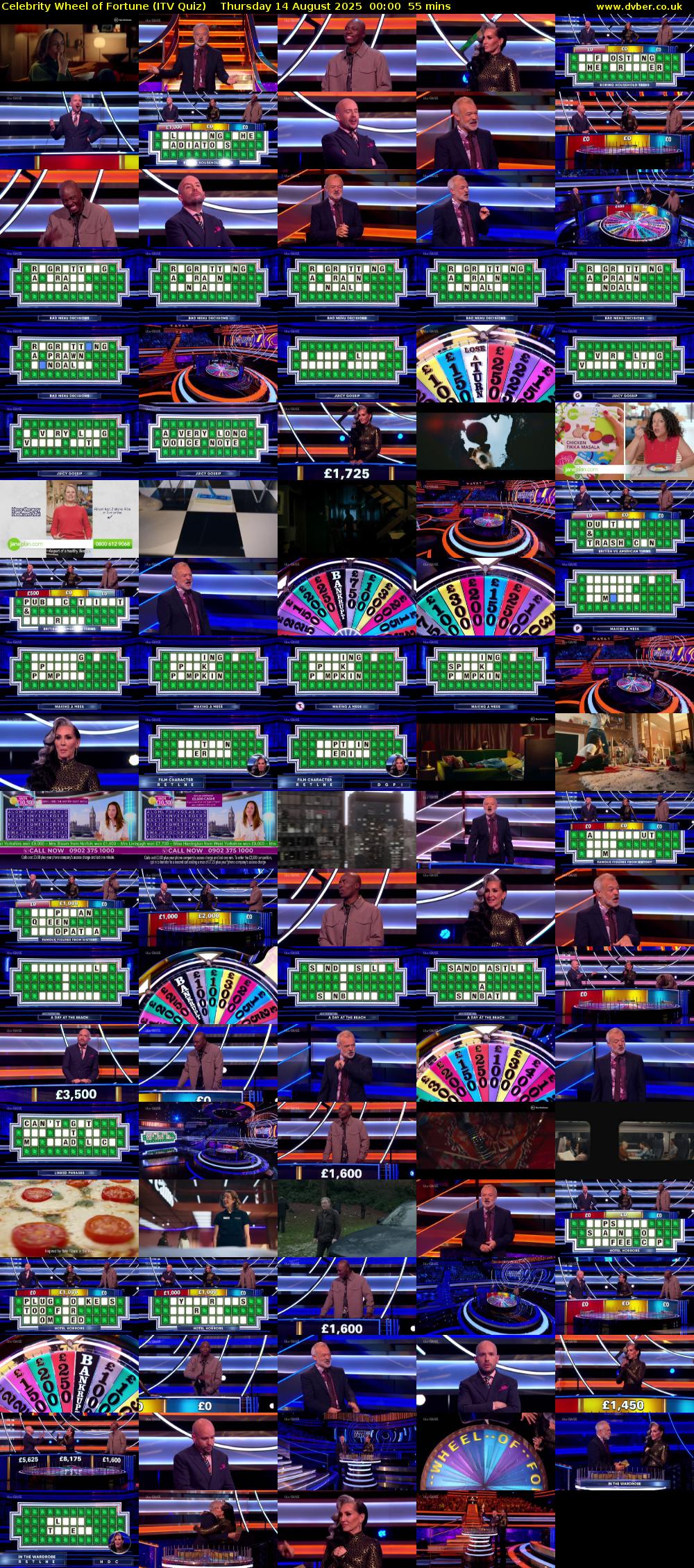 Celebrity Wheel of Fortune (ITV Quiz) Thursday 14 August 2025 00:00 - 00:55