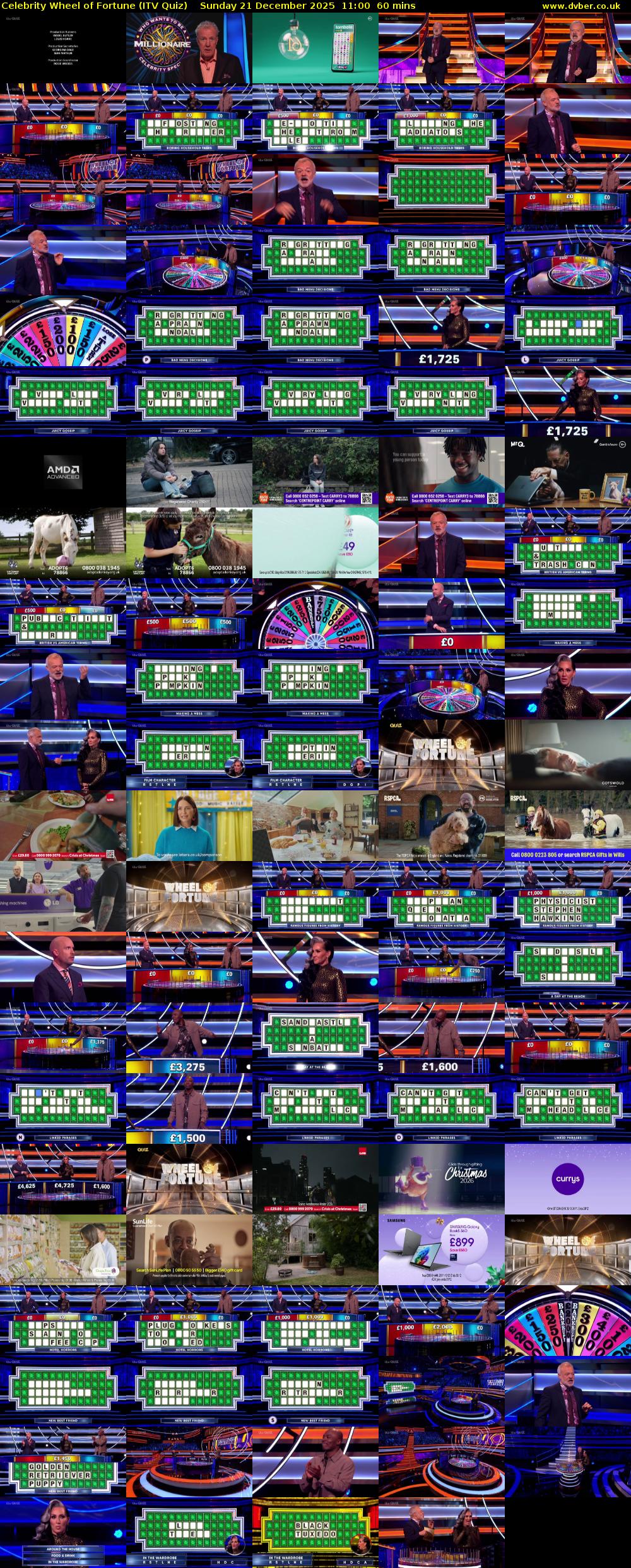 Celebrity Wheel of Fortune (ITV Quiz) Sunday 21 December 2025 11:00 - 12:00