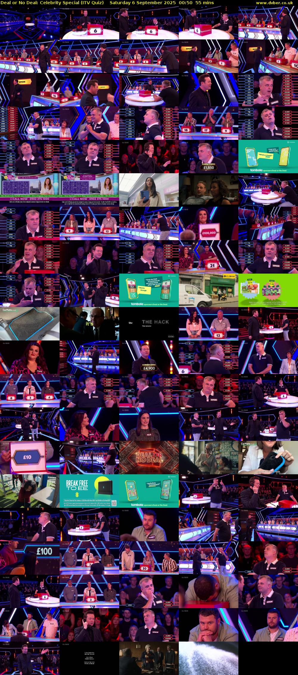 Deal or No Deal: Celebrity Special (ITV Quiz) Saturday 6 September 2025 00:50 - 01:45
