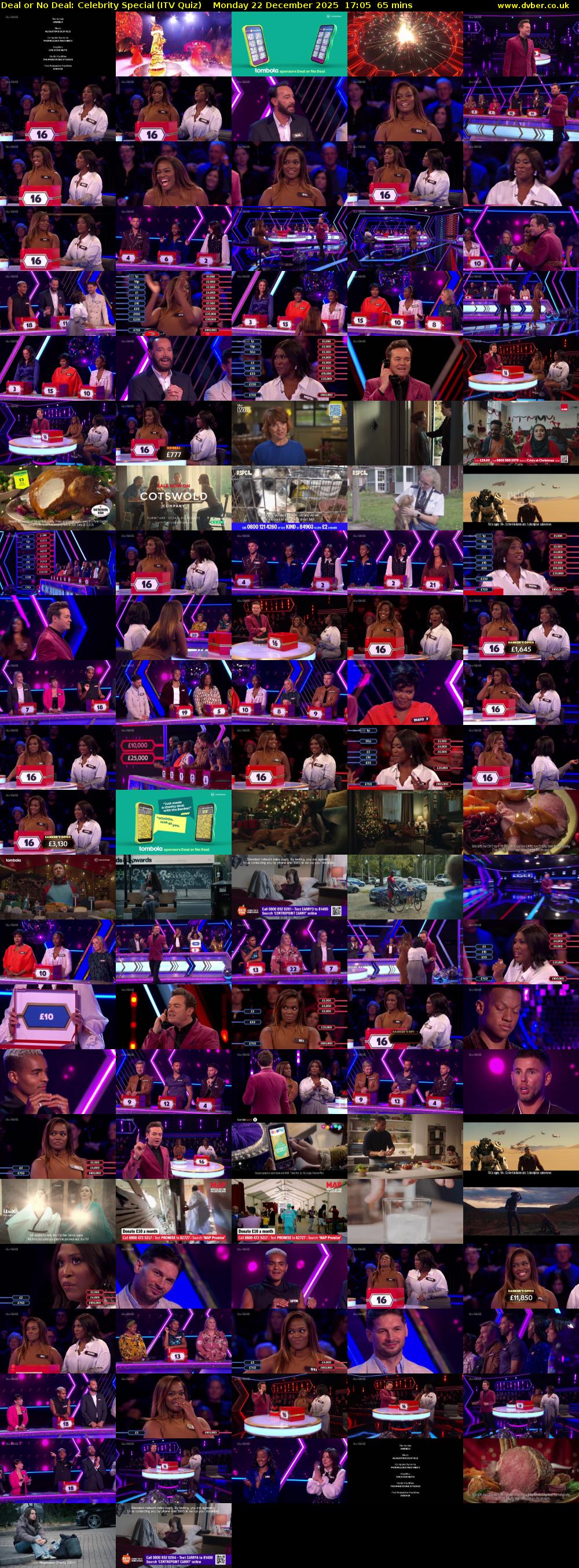 Deal or No Deal: Celebrity Special (ITV Quiz) Monday 22 December 2025 17:05 - 18:10