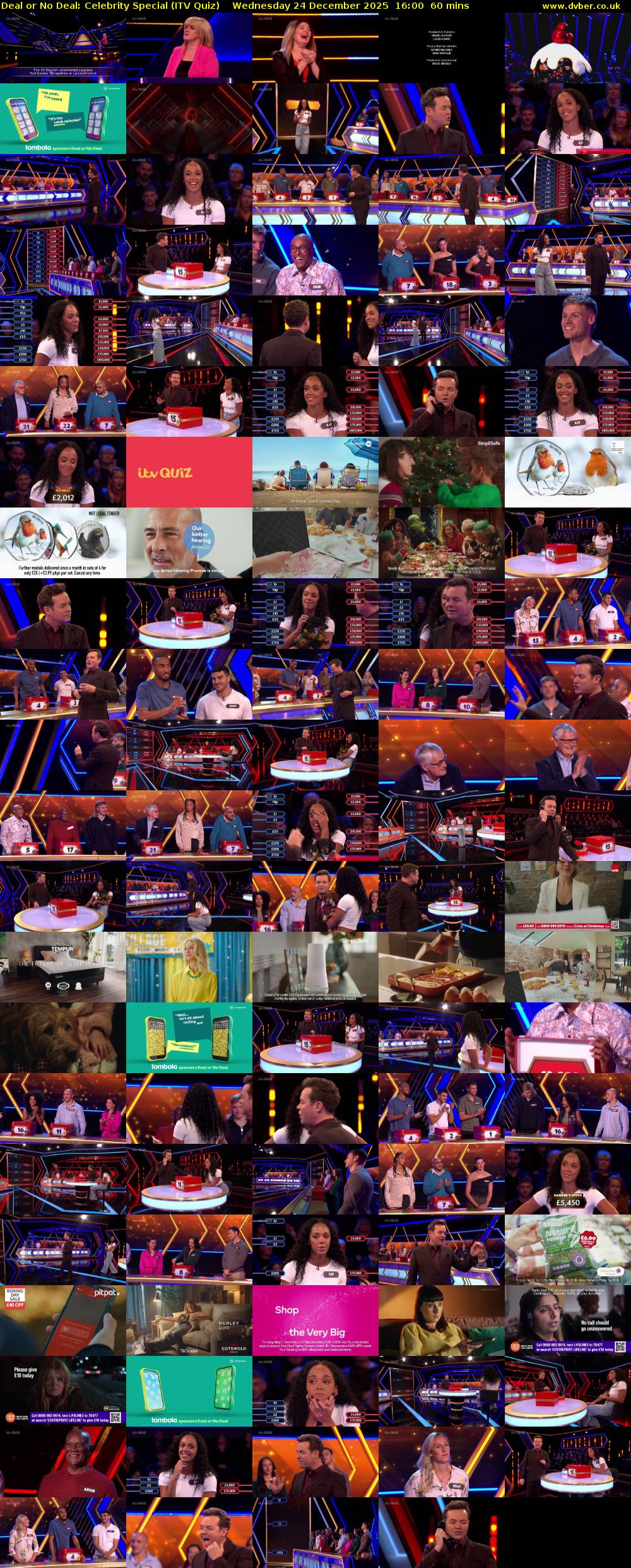 Deal or No Deal: Celebrity Special (ITV Quiz) Wednesday 24 December 2025 16:00 - 17:00