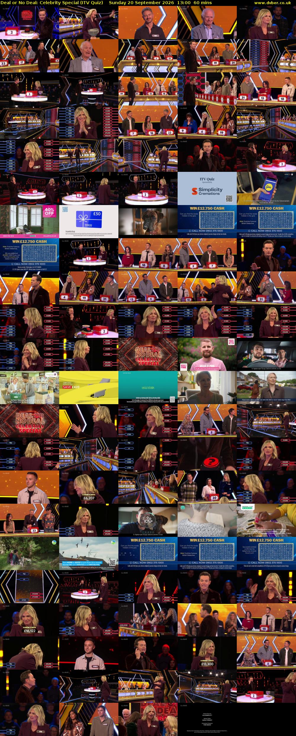 Deal or No Deal: Celebrity Special (ITV Quiz) Sunday 20 September 2026 13:00 - 14:00