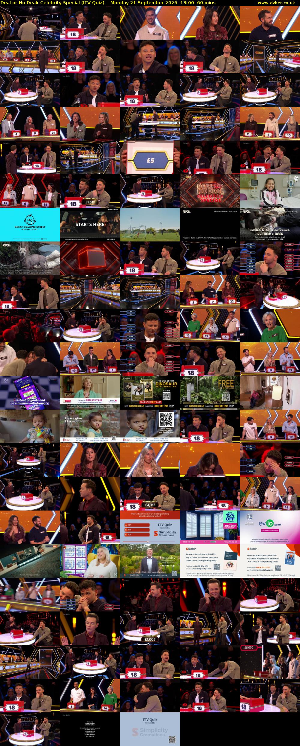Deal or No Deal: Celebrity Special (ITV Quiz) Monday 21 September 2026 13:00 - 14:00