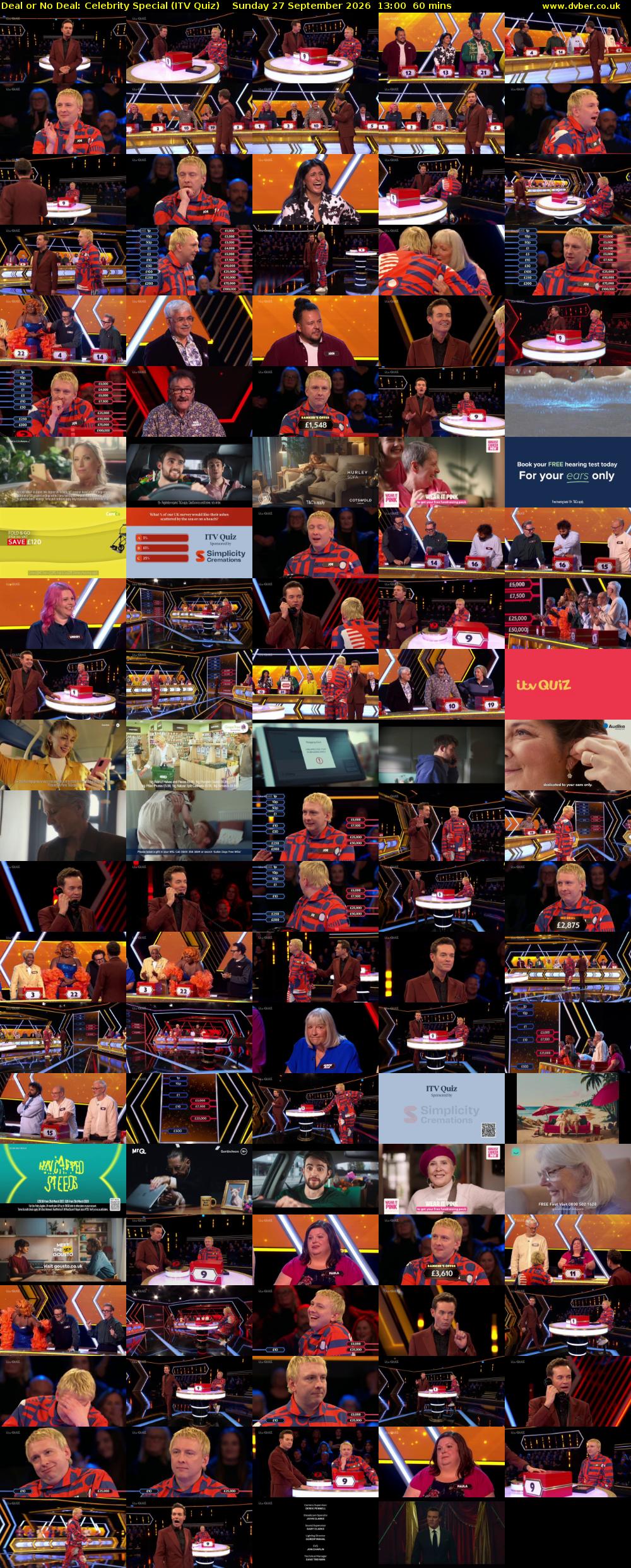 Deal or No Deal: Celebrity Special (ITV Quiz) Sunday 27 September 2026 13:00 - 14:00
