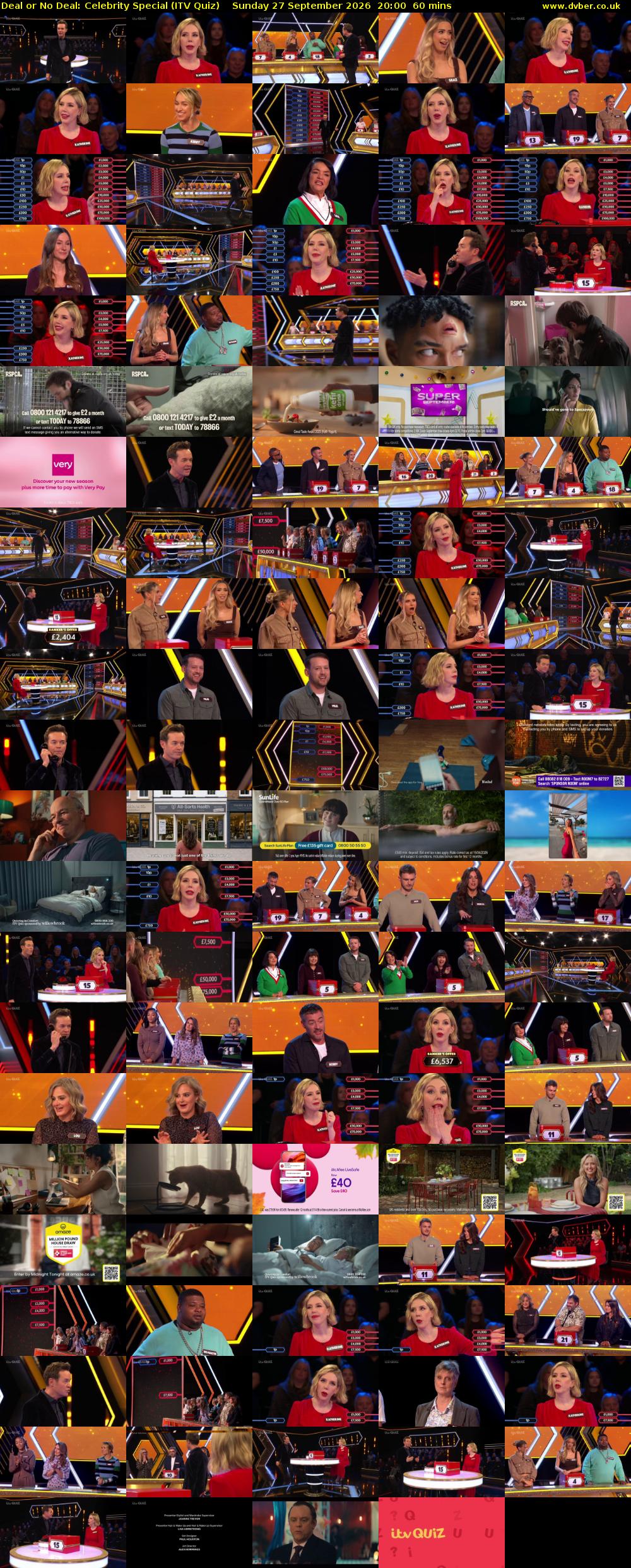 Deal or No Deal: Celebrity Special (ITV Quiz) Sunday 27 September 2026 20:00 - 21:00