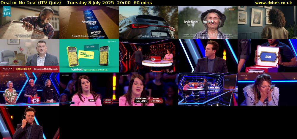 Deal or No Deal (ITV Quiz) Tuesday 8 July 2025 20:00 - 21:00