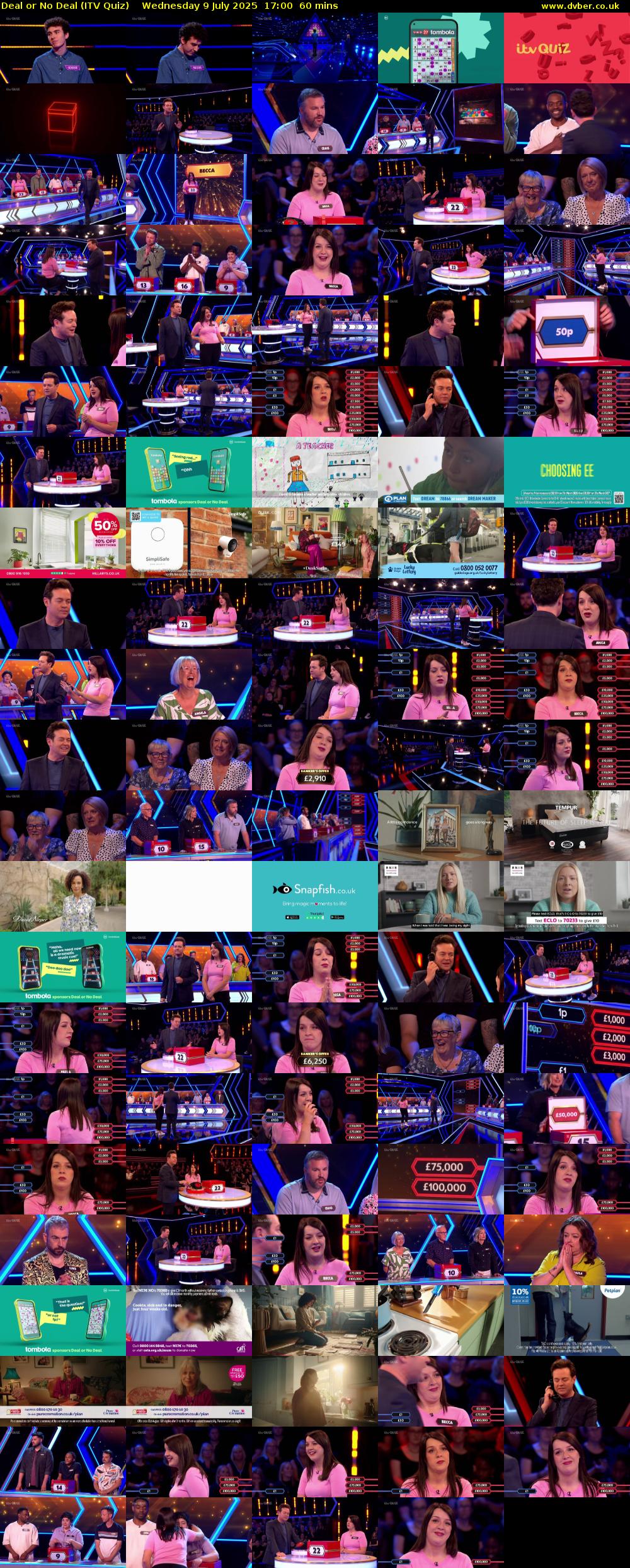 Deal or No Deal (ITV Quiz) Wednesday 9 July 2025 17:00 - 18:00