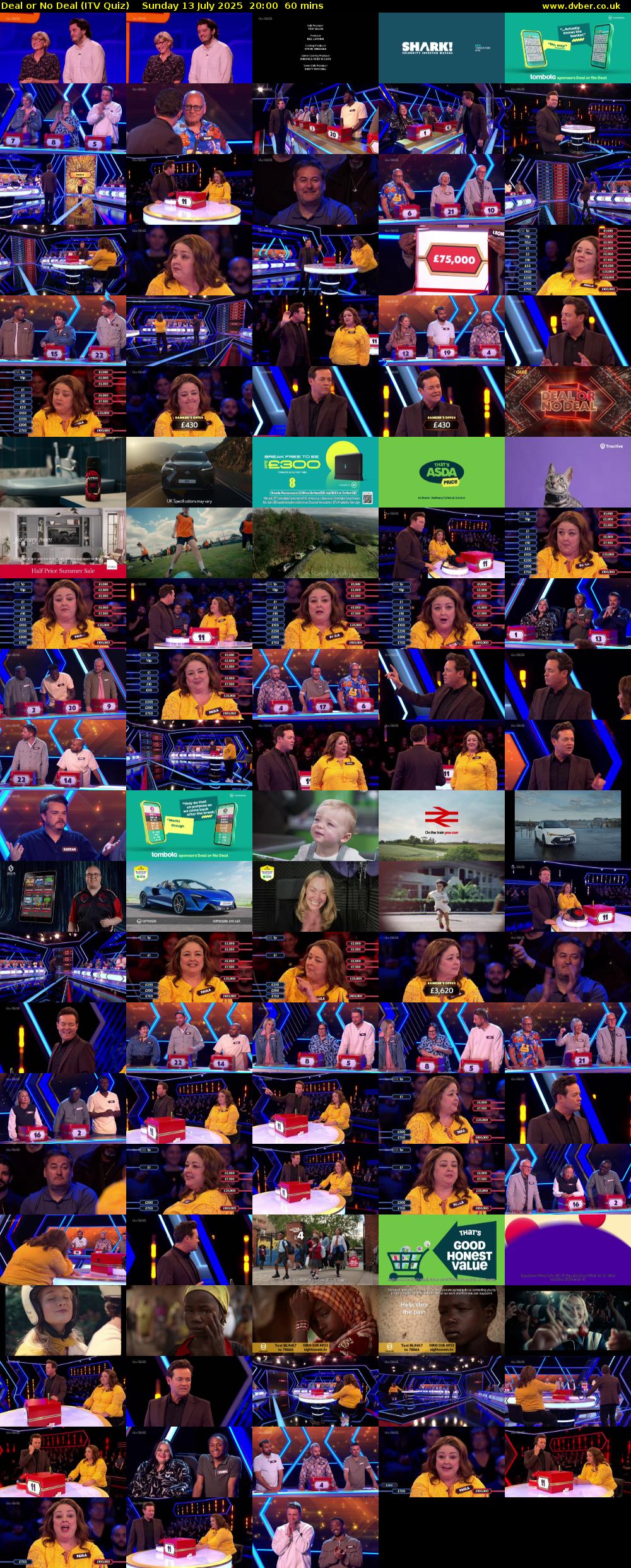 Deal or No Deal (ITV Quiz) Sunday 13 July 2025 20:00 - 21:00