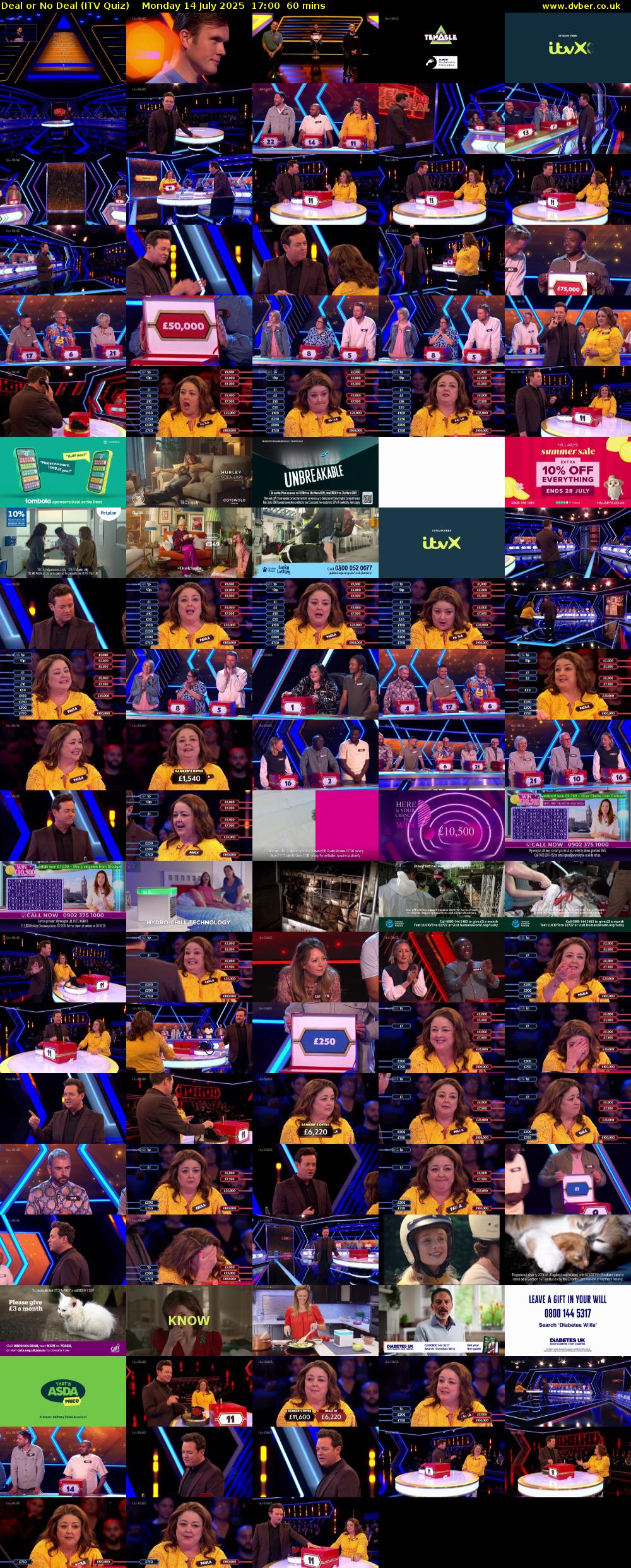 Deal or No Deal (ITV Quiz) Monday 14 July 2025 17:00 - 18:00