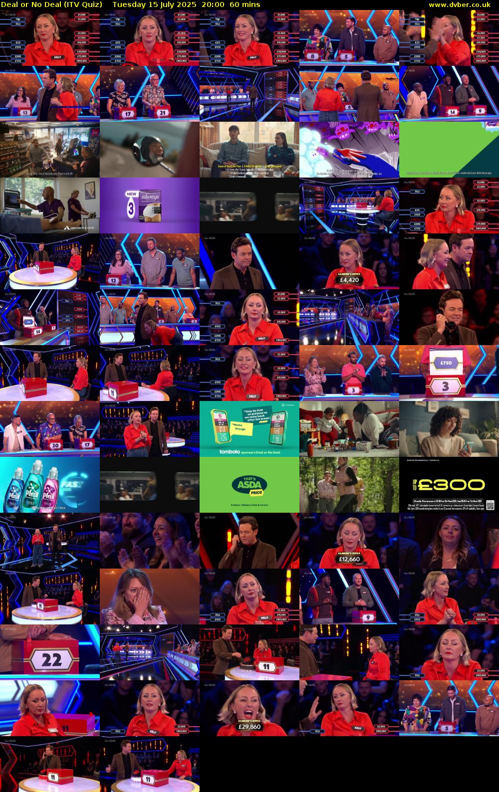 Deal or No Deal (ITV Quiz) Tuesday 15 July 2025 20:00 - 21:00