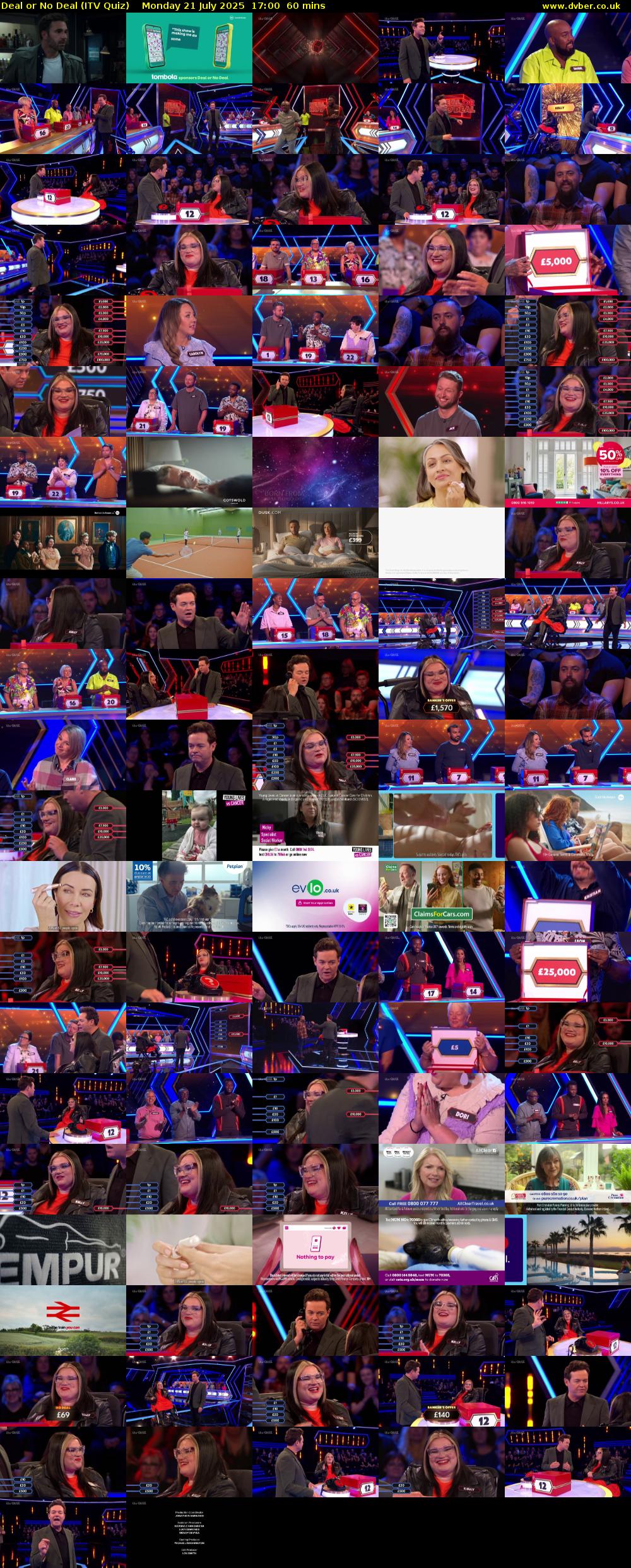 Deal or No Deal (ITV Quiz) Monday 21 July 2025 17:00 - 18:00