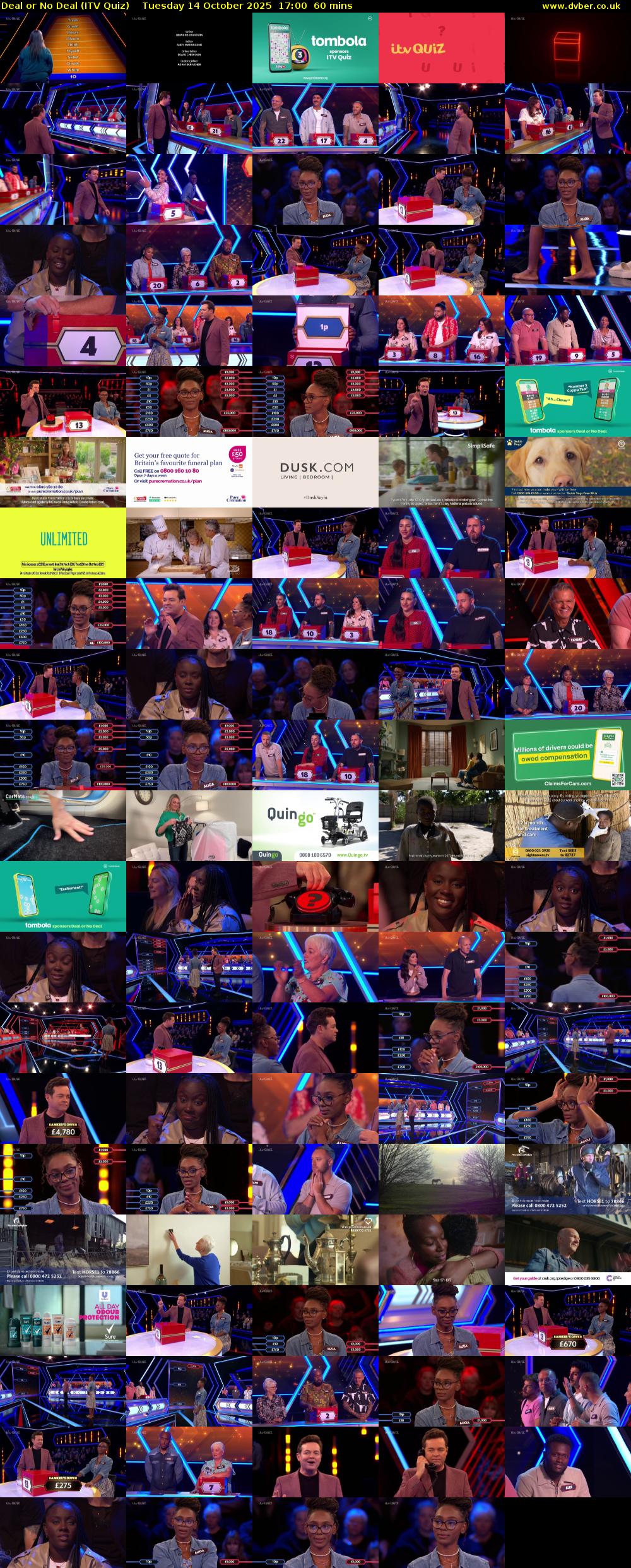 Deal or No Deal (ITV Quiz) Tuesday 14 October 2025 17:00 - 18:00