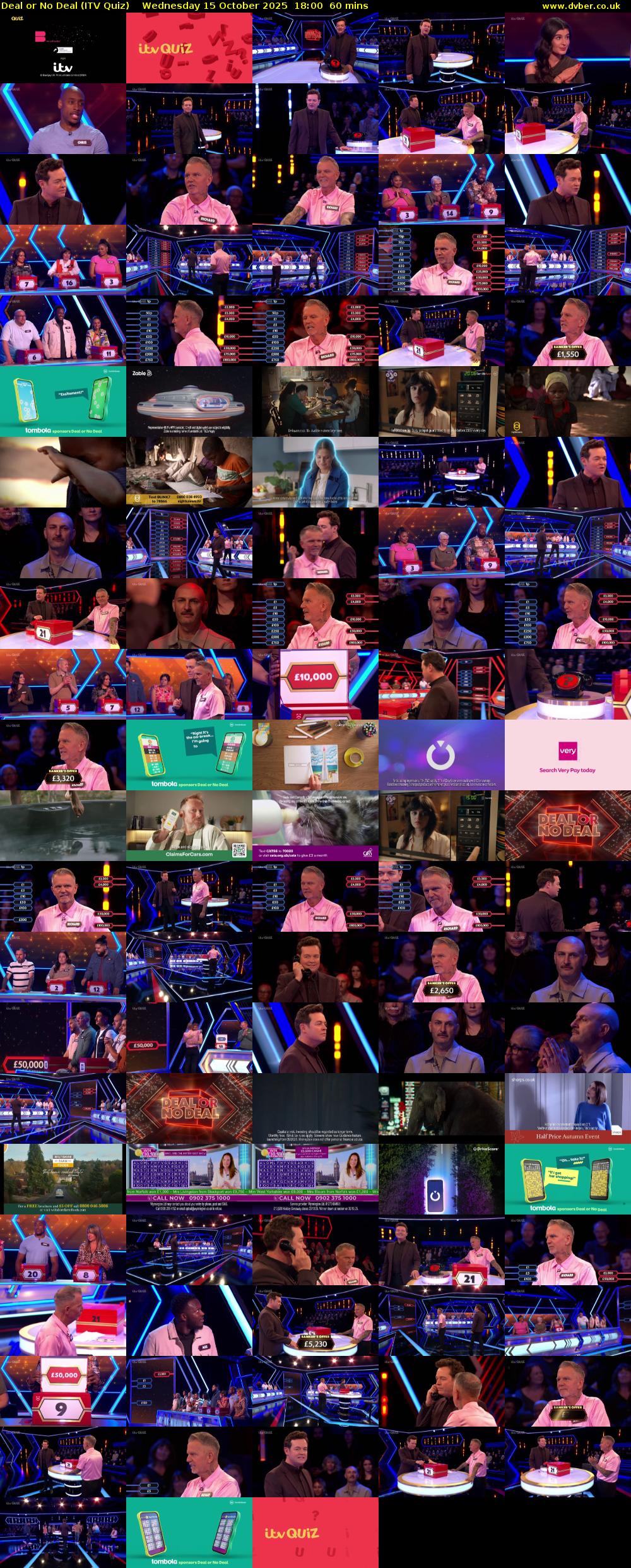 Deal or No Deal (ITV Quiz) Wednesday 15 October 2025 18:00 - 19:00