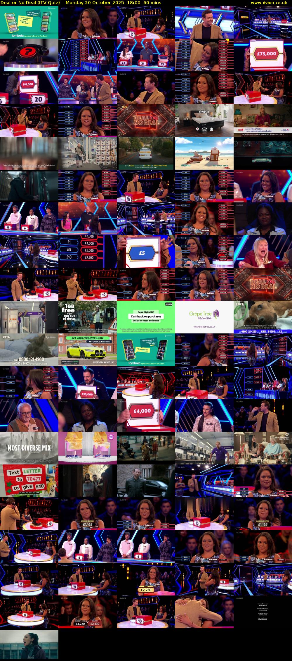 Deal or No Deal (ITV Quiz) Monday 20 October 2025 18:00 - 19:00