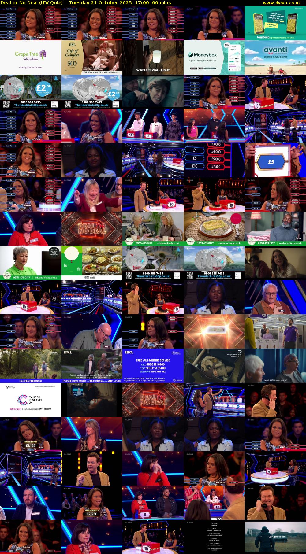 Deal or No Deal (ITV Quiz) Tuesday 21 October 2025 17:00 - 18:00
