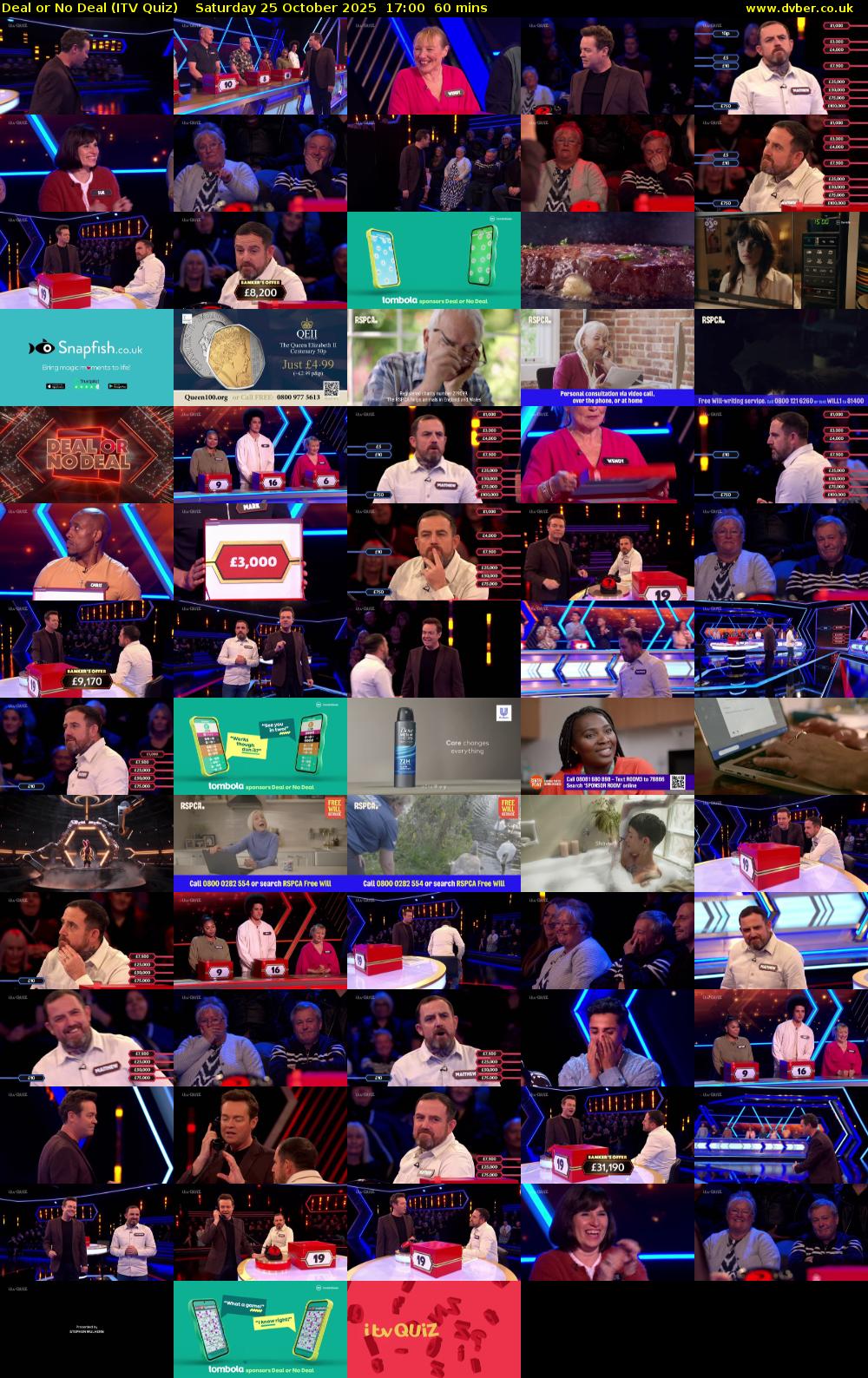 Deal or No Deal (ITV Quiz) Saturday 25 October 2025 17:00 - 18:00