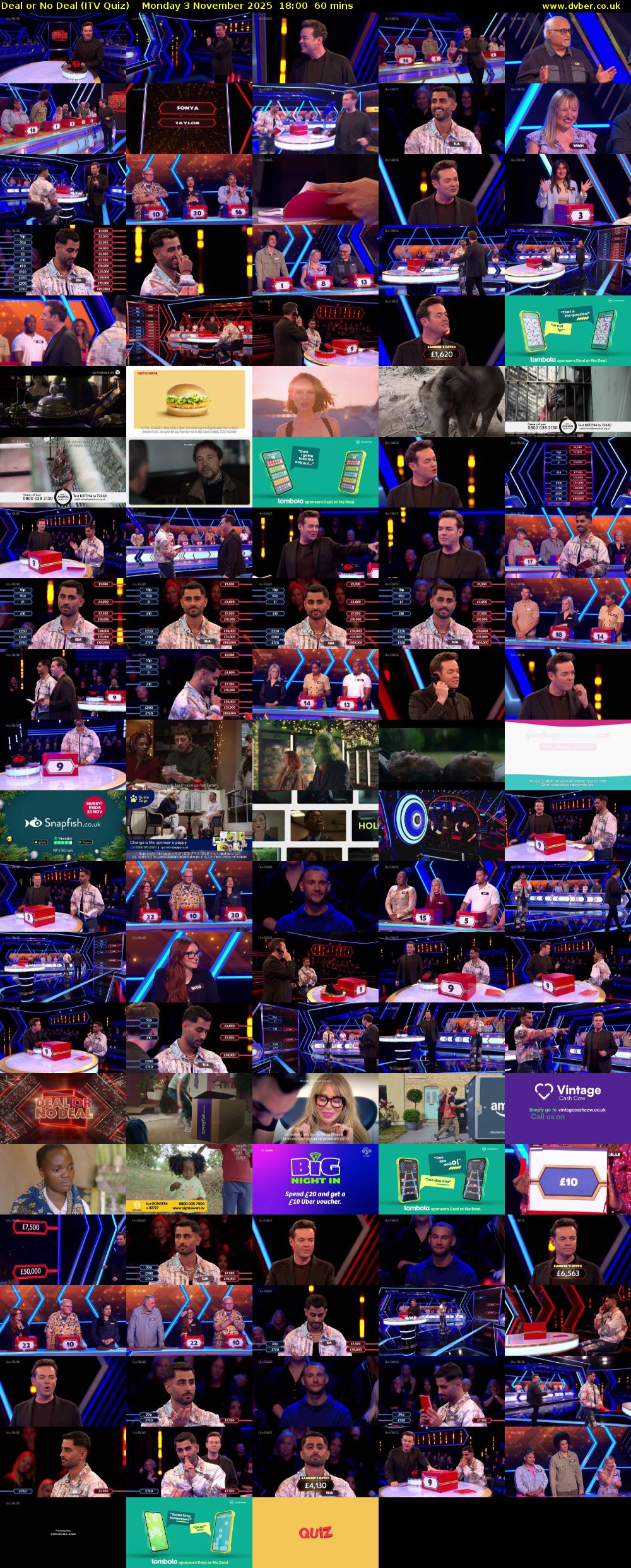 Deal or No Deal (ITV Quiz) Monday 3 November 2025 18:00 - 19:00