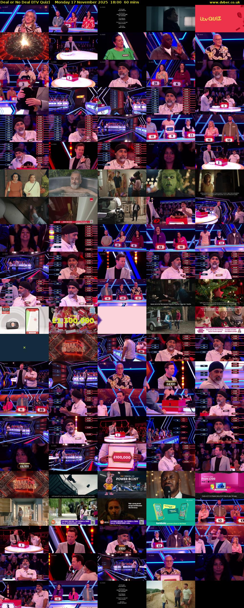 Deal or No Deal (ITV Quiz) Monday 17 November 2025 18:00 - 19:00