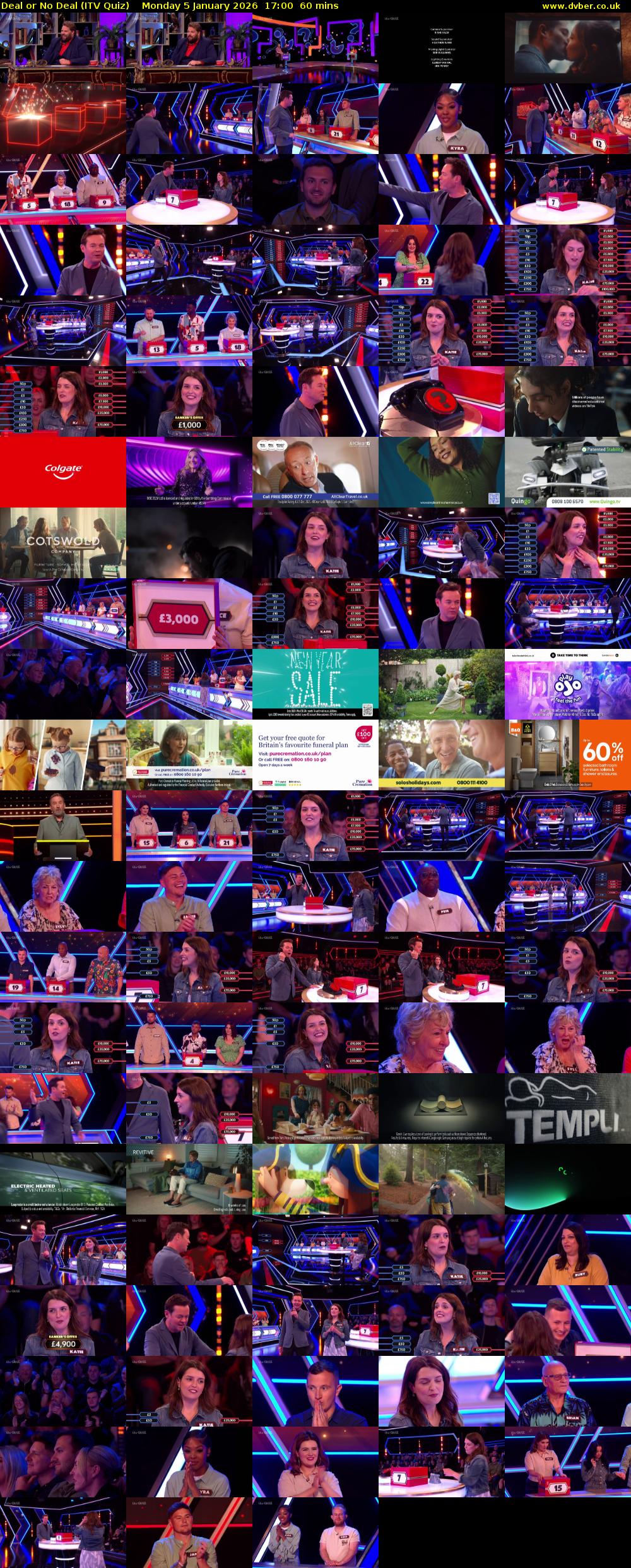 Deal or No Deal (ITV Quiz) Monday 5 January 2026 17:00 - 18:00
