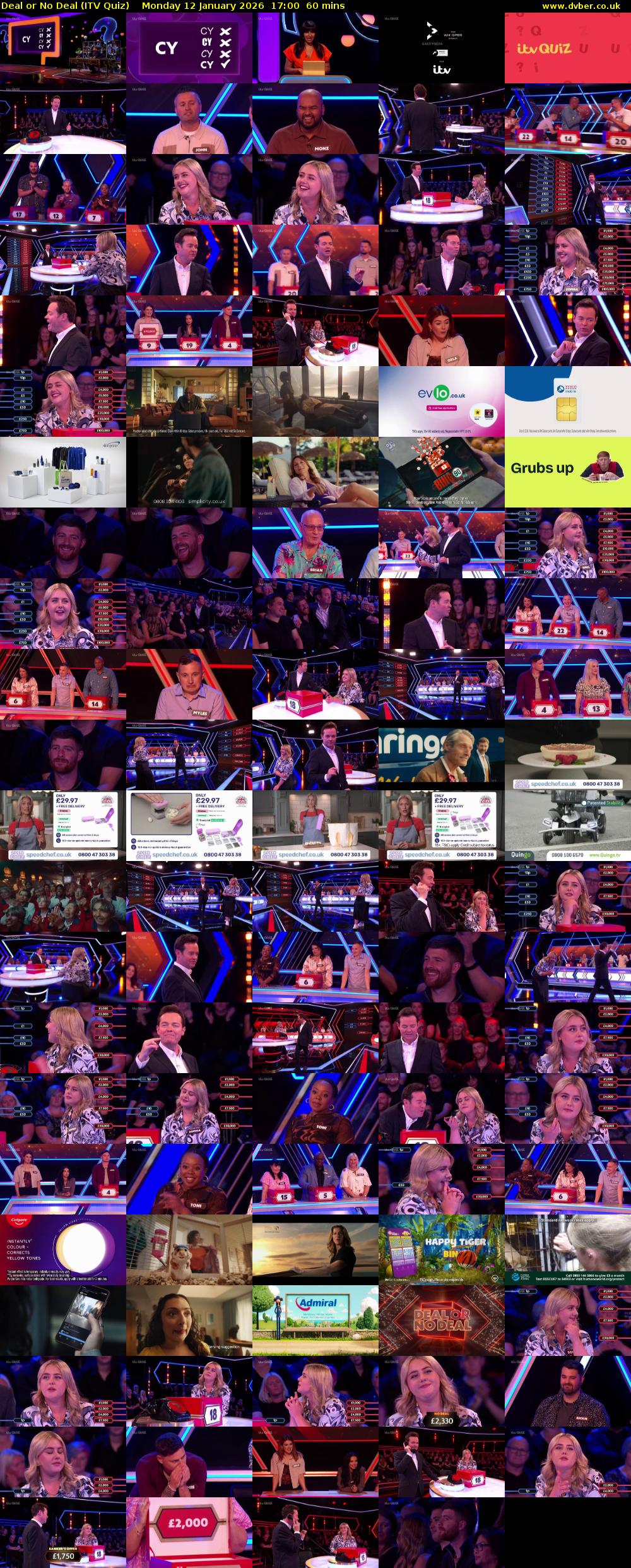 Deal or No Deal (ITV Quiz) Monday 12 January 2026 17:00 - 18:00