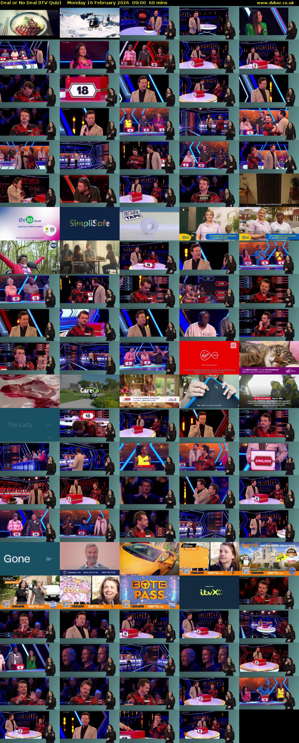 Deal or No Deal (ITV Quiz) Monday 16 February 2026 09:00 - 10:00