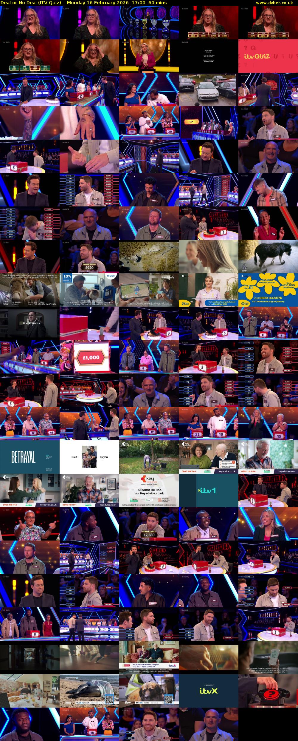 Deal or No Deal (ITV Quiz) Monday 16 February 2026 17:00 - 18:00