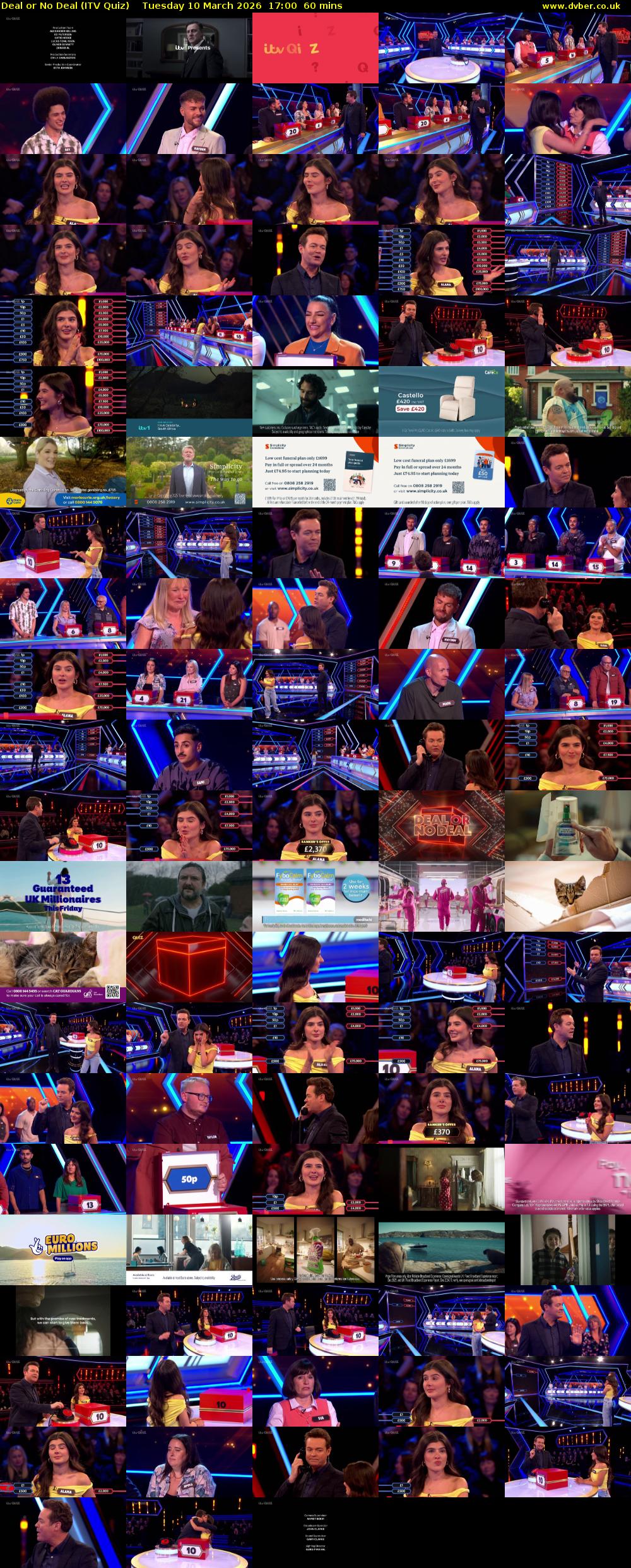 Deal or No Deal (ITV Quiz) Tuesday 10 March 2026 17:00 - 18:00