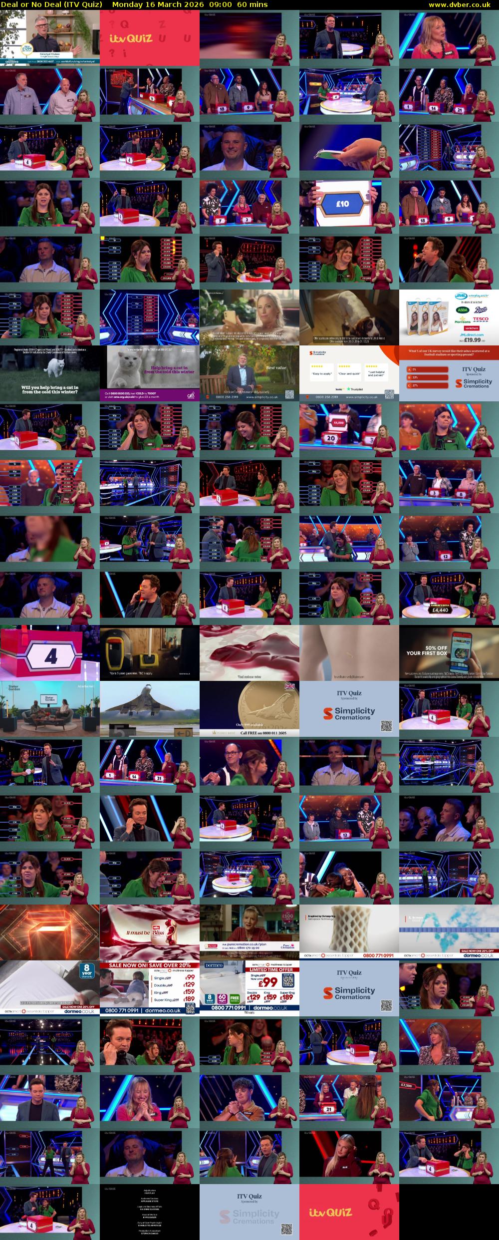 Deal or No Deal (ITV Quiz) Monday 16 March 2026 09:00 - 10:00