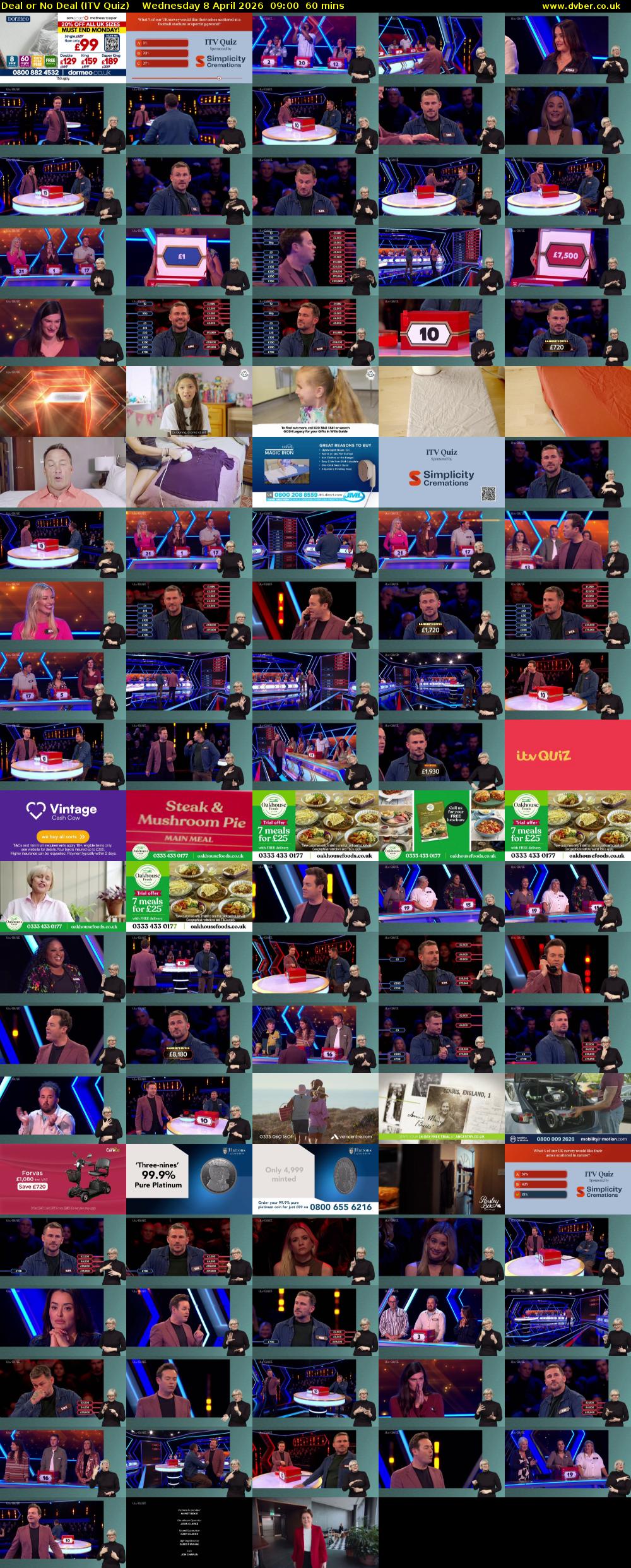 Deal or No Deal (ITV Quiz) Wednesday 8 April 2026 09:00 - 10:00