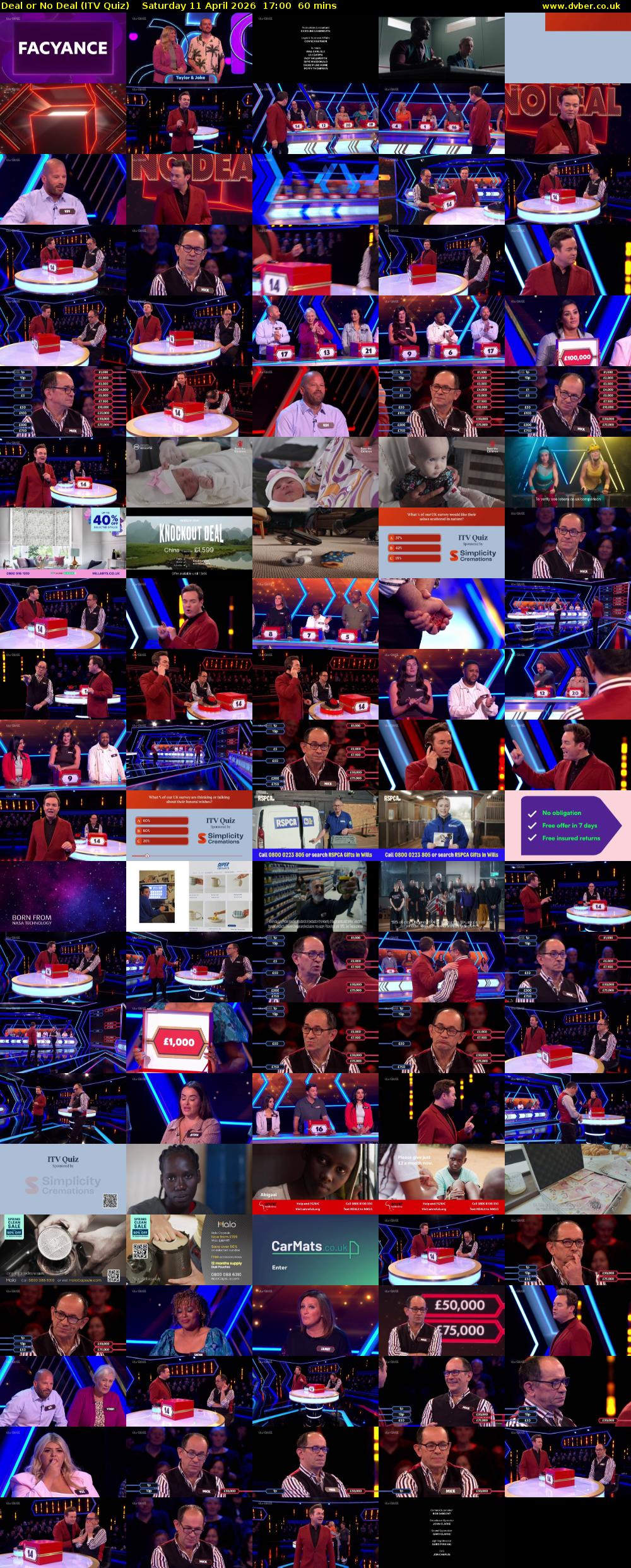 Deal or No Deal (ITV Quiz) Saturday 11 April 2026 17:00 - 18:00
