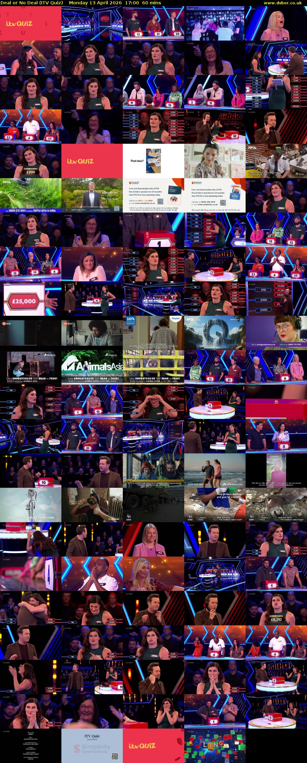 Deal or No Deal (ITV Quiz) Monday 13 April 2026 17:00 - 18:00