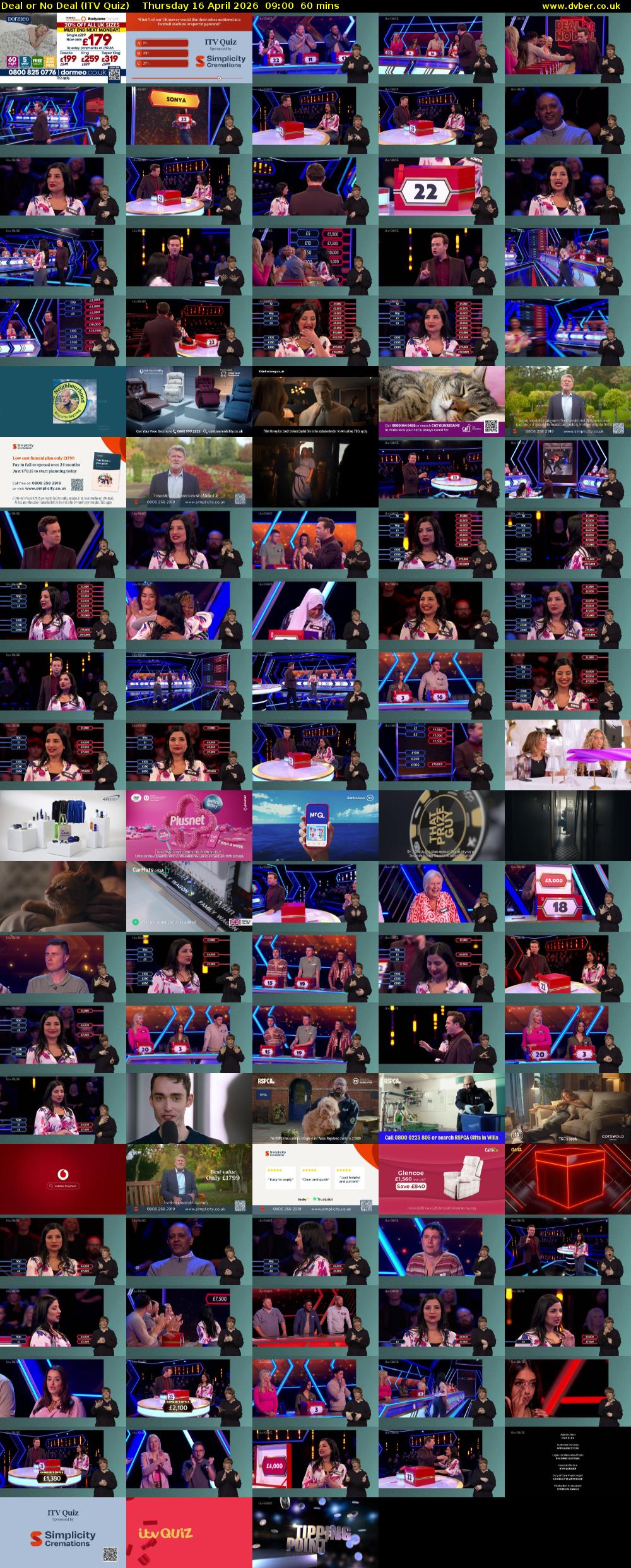 Deal or No Deal (ITV Quiz) Thursday 16 April 2026 09:00 - 10:00
