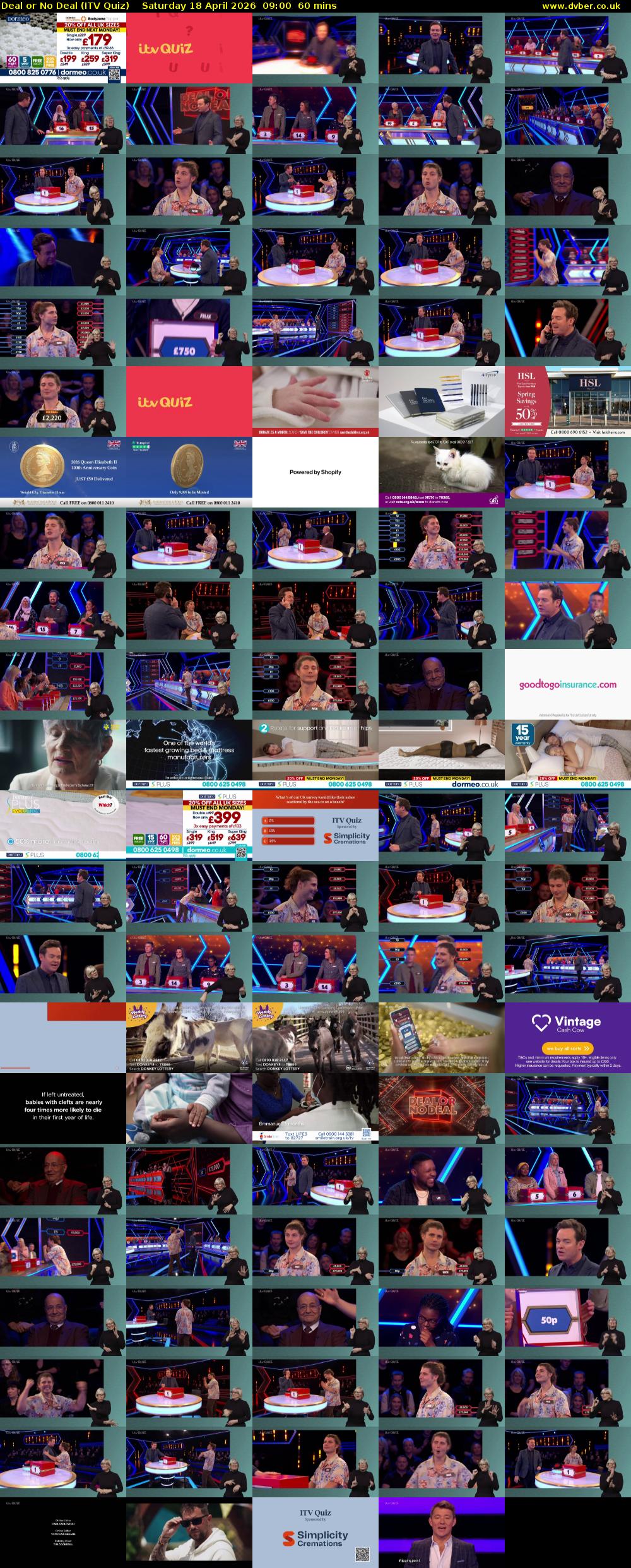 Deal or No Deal (ITV Quiz) Saturday 18 April 2026 09:00 - 10:00
