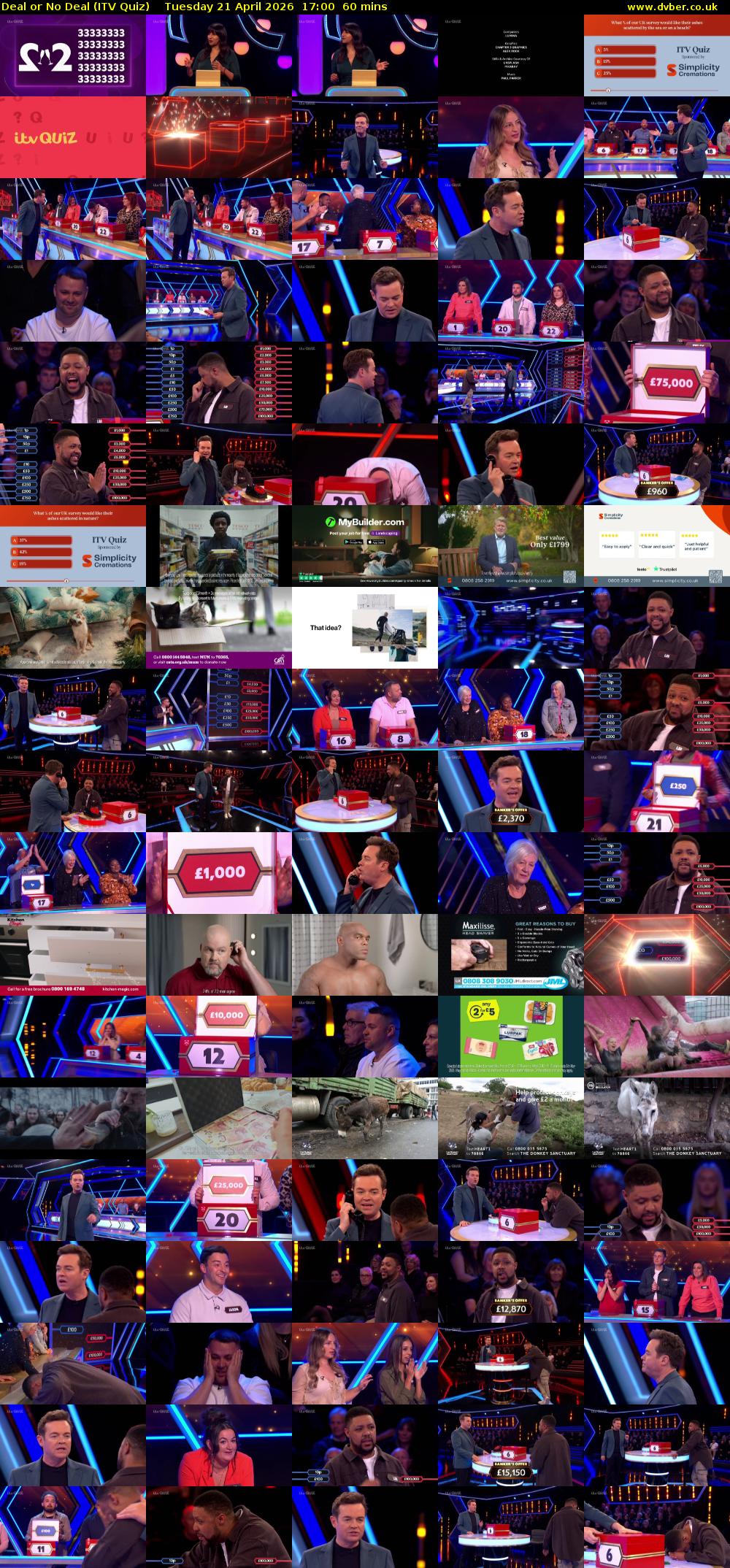 Deal or No Deal (ITV Quiz) Tuesday 21 April 2026 17:00 - 18:00